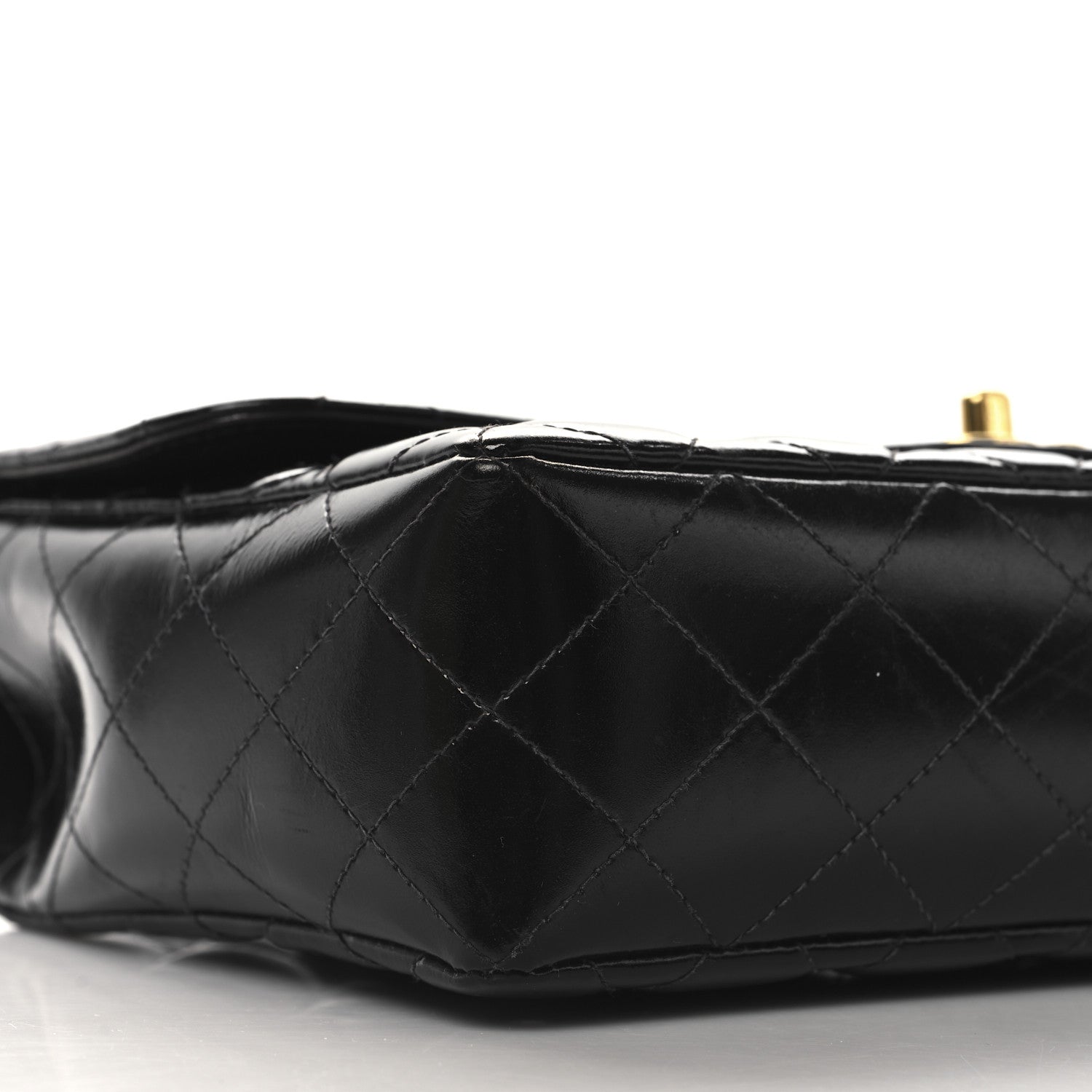 Chanel Patent Quilted Medium Rectangular Kelly Flap Bag Black 9 of 13
