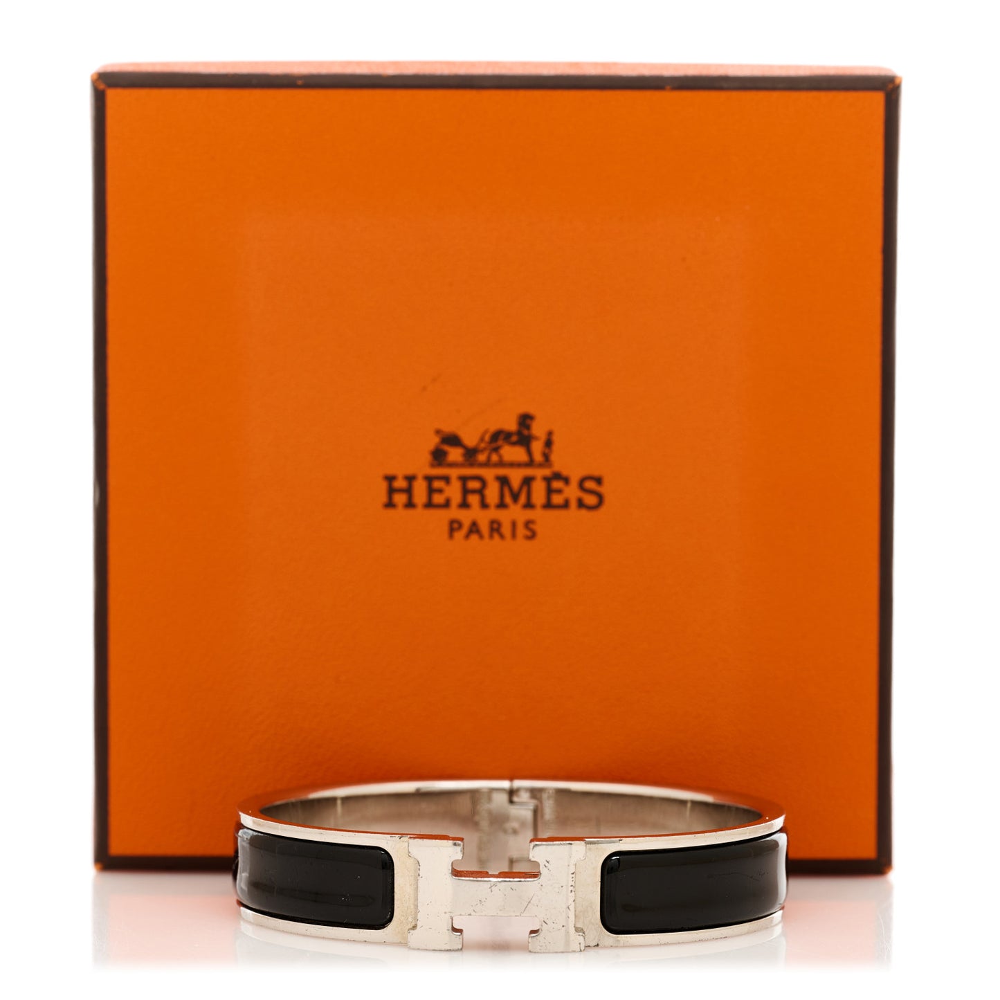 Enamel Narrow Clic Clac H Bracelet PM Black