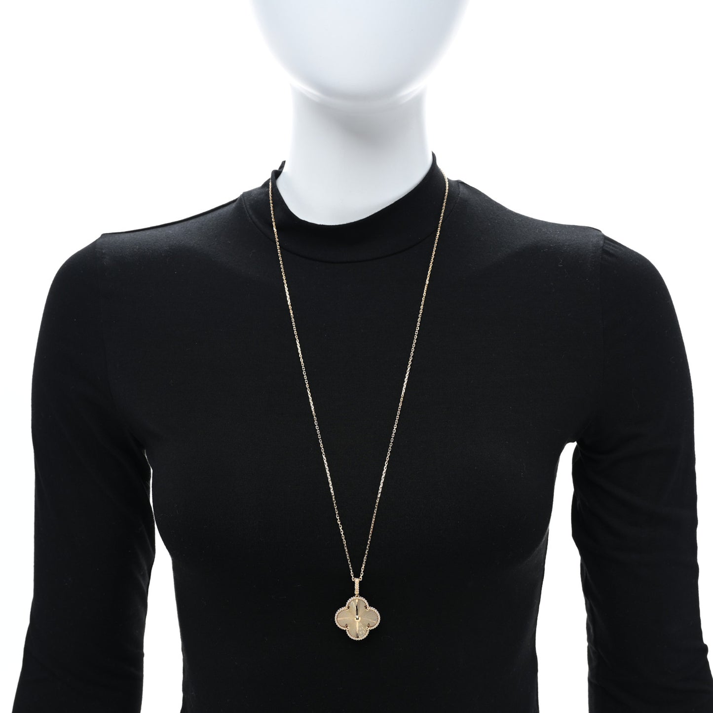 18K Yellow Gold Guilloche Magic Alhambra Long Necklace