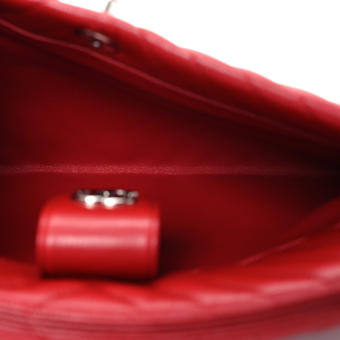 Caviar Chevron Quilted Framed Clutch Red