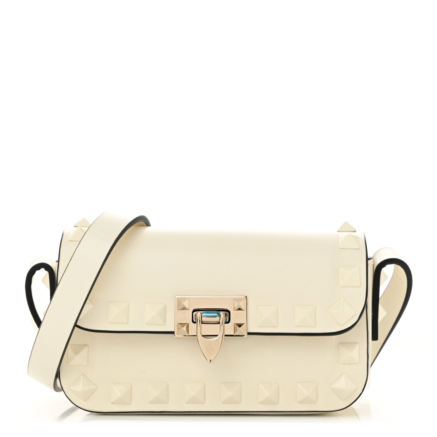 Valentino Garavani ミニショルダーバッグ ホワイト Valentino Garavani Vitello Mini Monochrome Rockstud Flip Lock