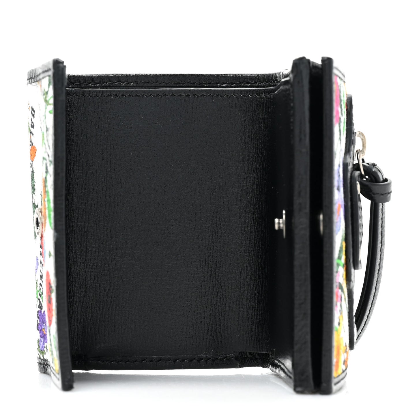 X GUCCI Canvas Azalea Calfskin Flora Logo Print Neo Classic Wallet White Multicolor Black