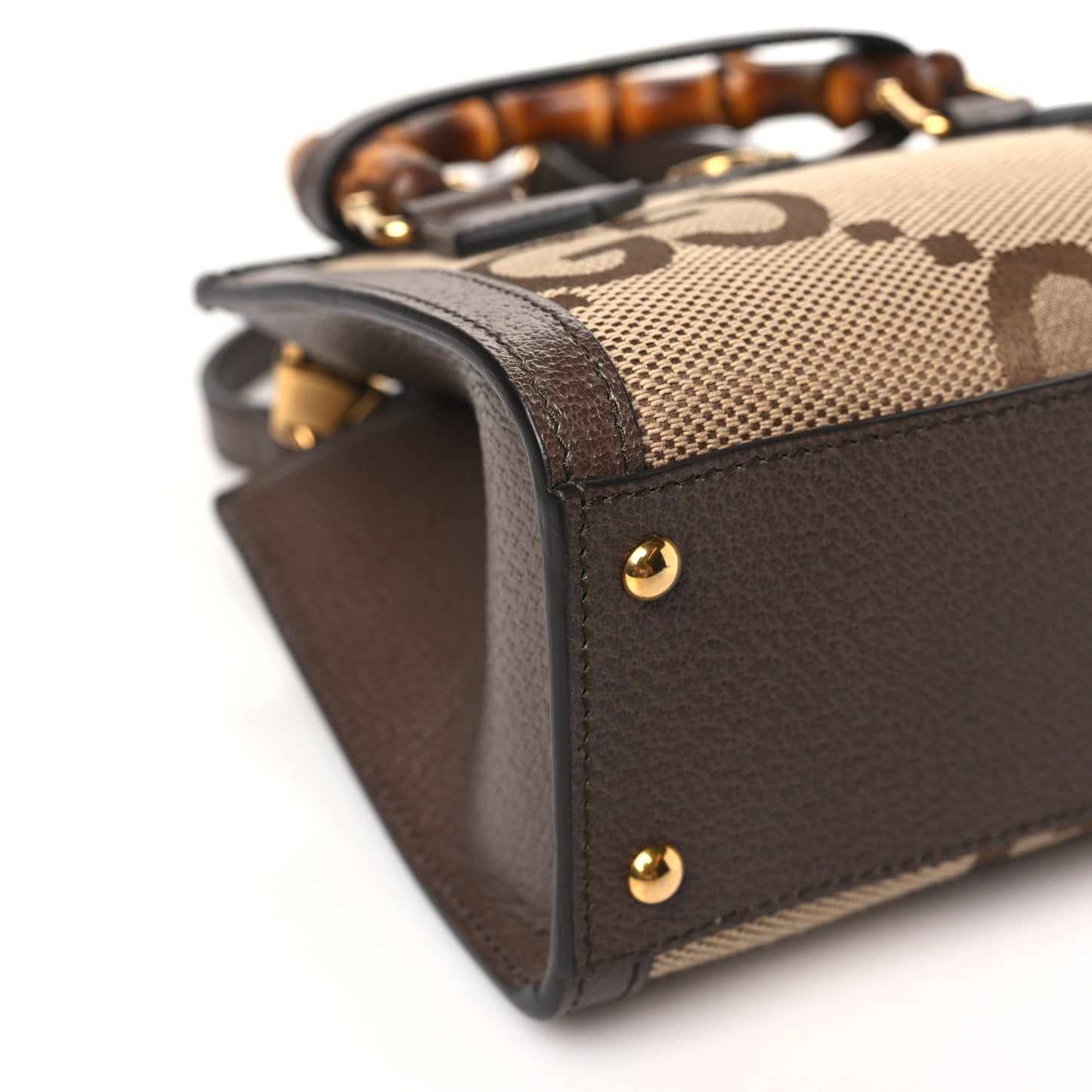 Monogram Jumbo GG Textured Dollar Calfskin Mini Diana Tote Bag Camel Ebony New Acero