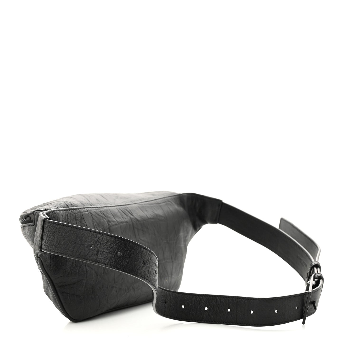 Calfskin Crocodile Embossed Monogram Belt Bag Black