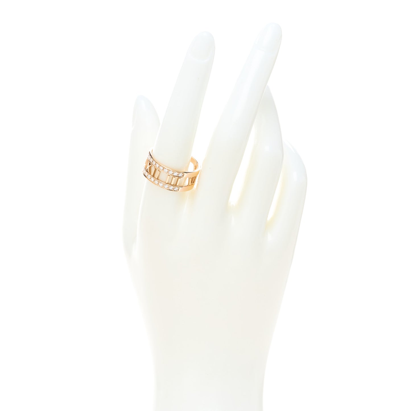 18K Rose Gold Diamond Wide Atlas Open Ring 58 8.5