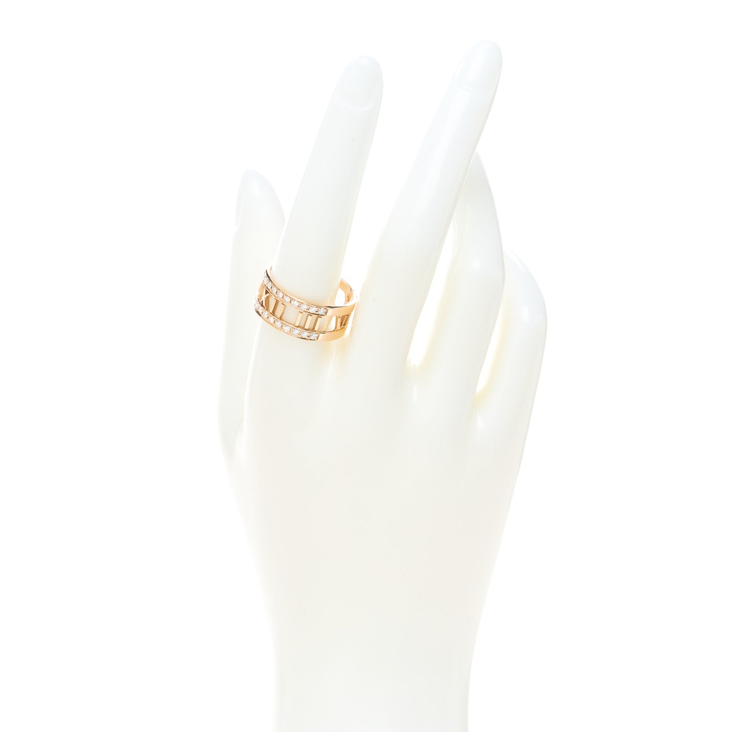 Tiffany 18K Rose Gold Diamond Wide Atlas Open Ring 58 8.5 2 of 5