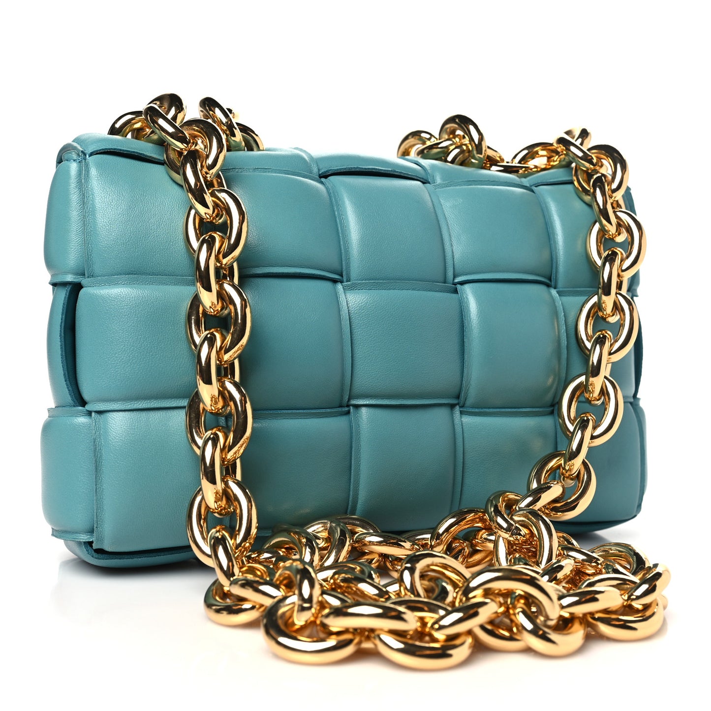 Lambskin Maxi Intreccio Padded Chain Cassette Crossbody Bag Linoleum