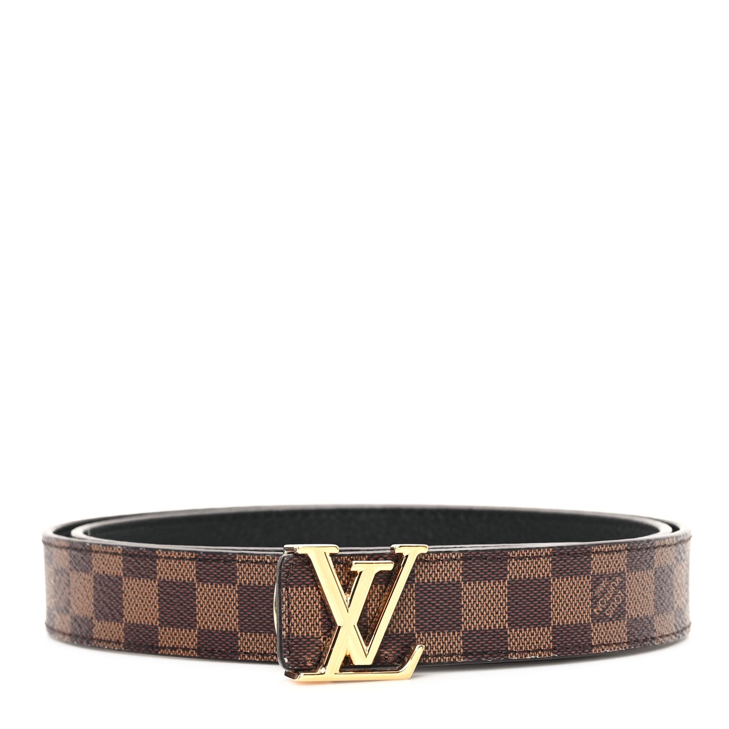 Calfskin Damier Ebene 25mm LV Iconic Reversible Belt 80 32 Black