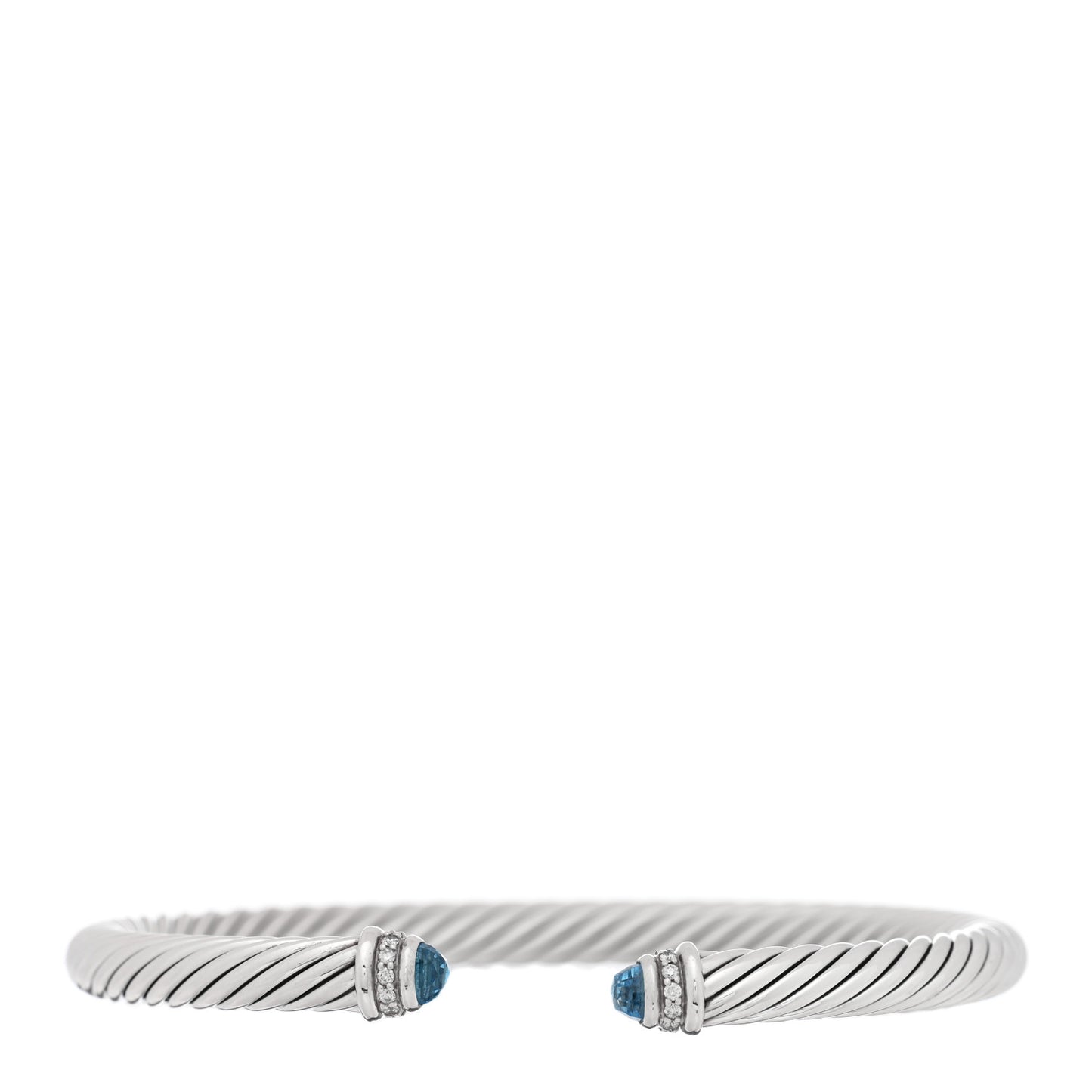 Sterling Silver Diamond Blue Topaz 5mm Cable Classics Bracelet