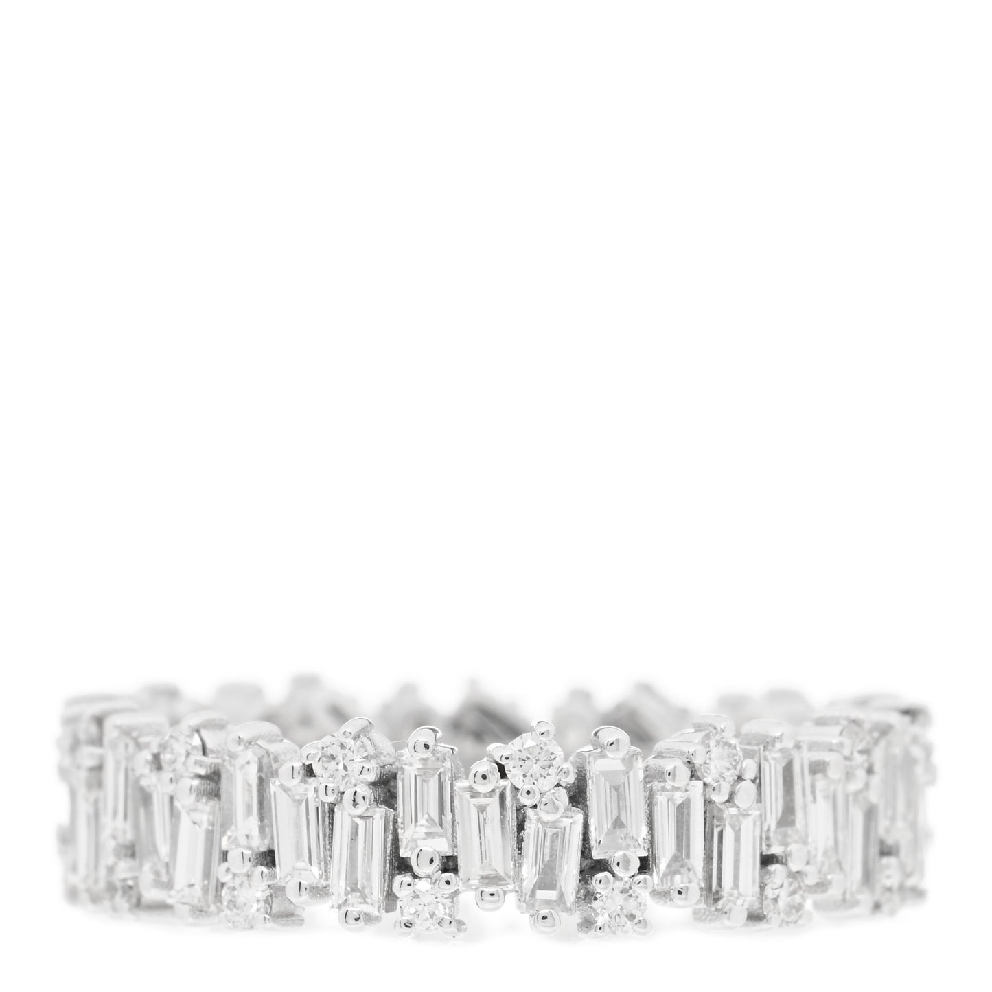 18K White Gold Diamond Classic Shimmer Eternity Band Ring 54 6.75