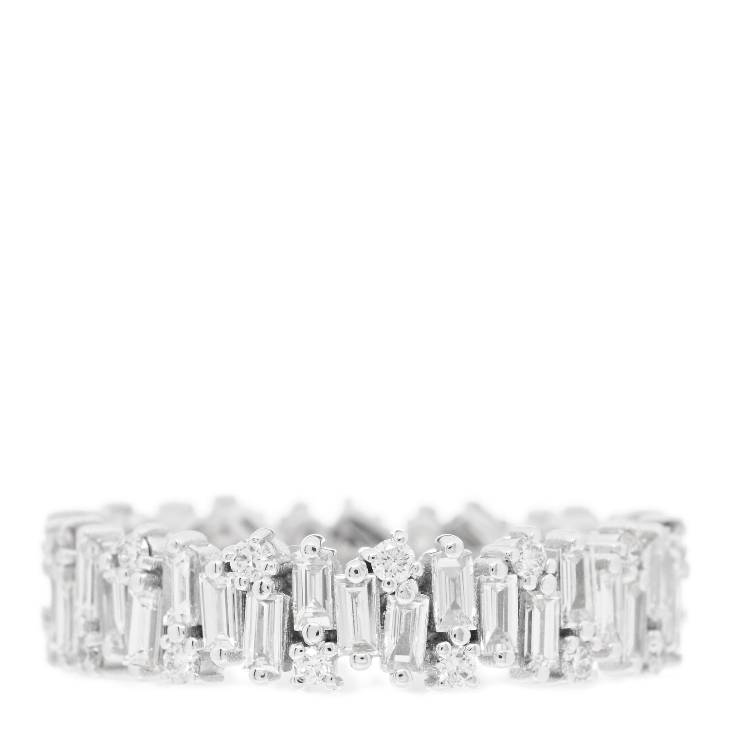 Suzanne Kalan 18K White Gold Diamond Classic Shimmer Eternity Band Ring 54 6.75 1 of 4