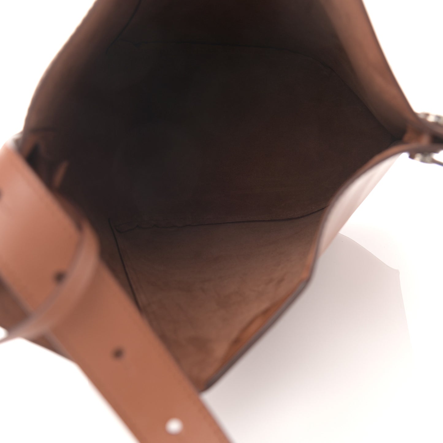 Calfskin Asymmetric Bucket Bag Brown