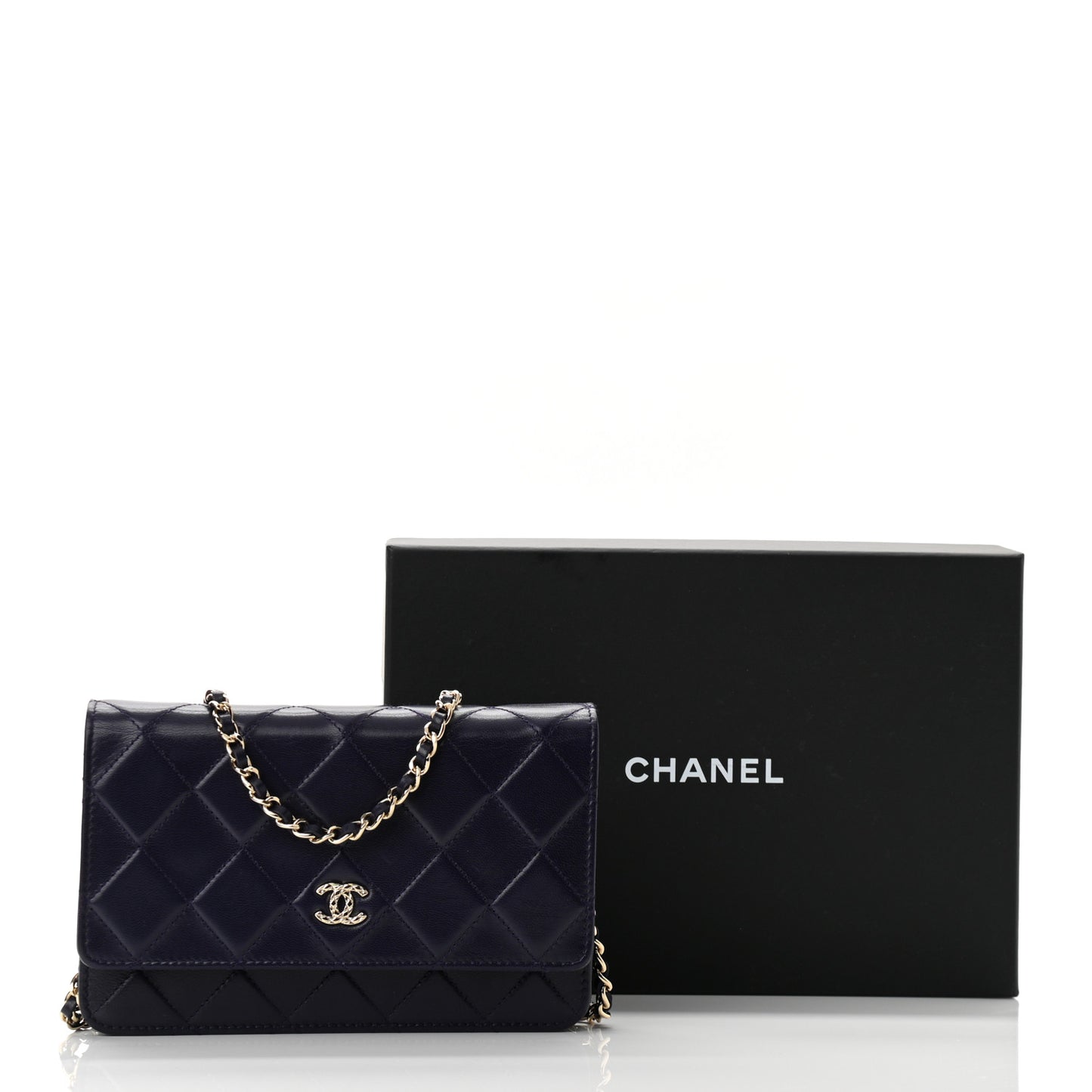 Lambskin Quilted Wallet On Chain WOC Purple