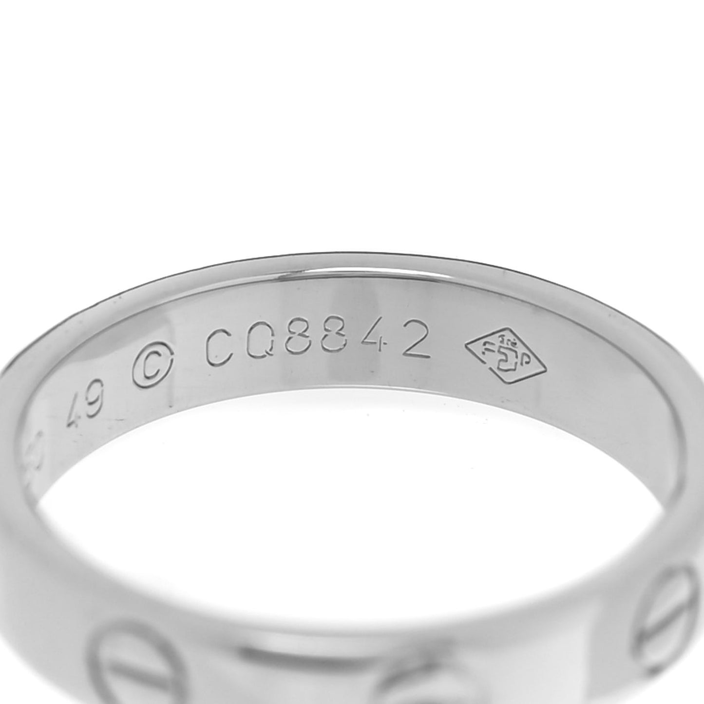 18K White Gold 3.5mm LOVE Wedding Band Ring 49 4.75