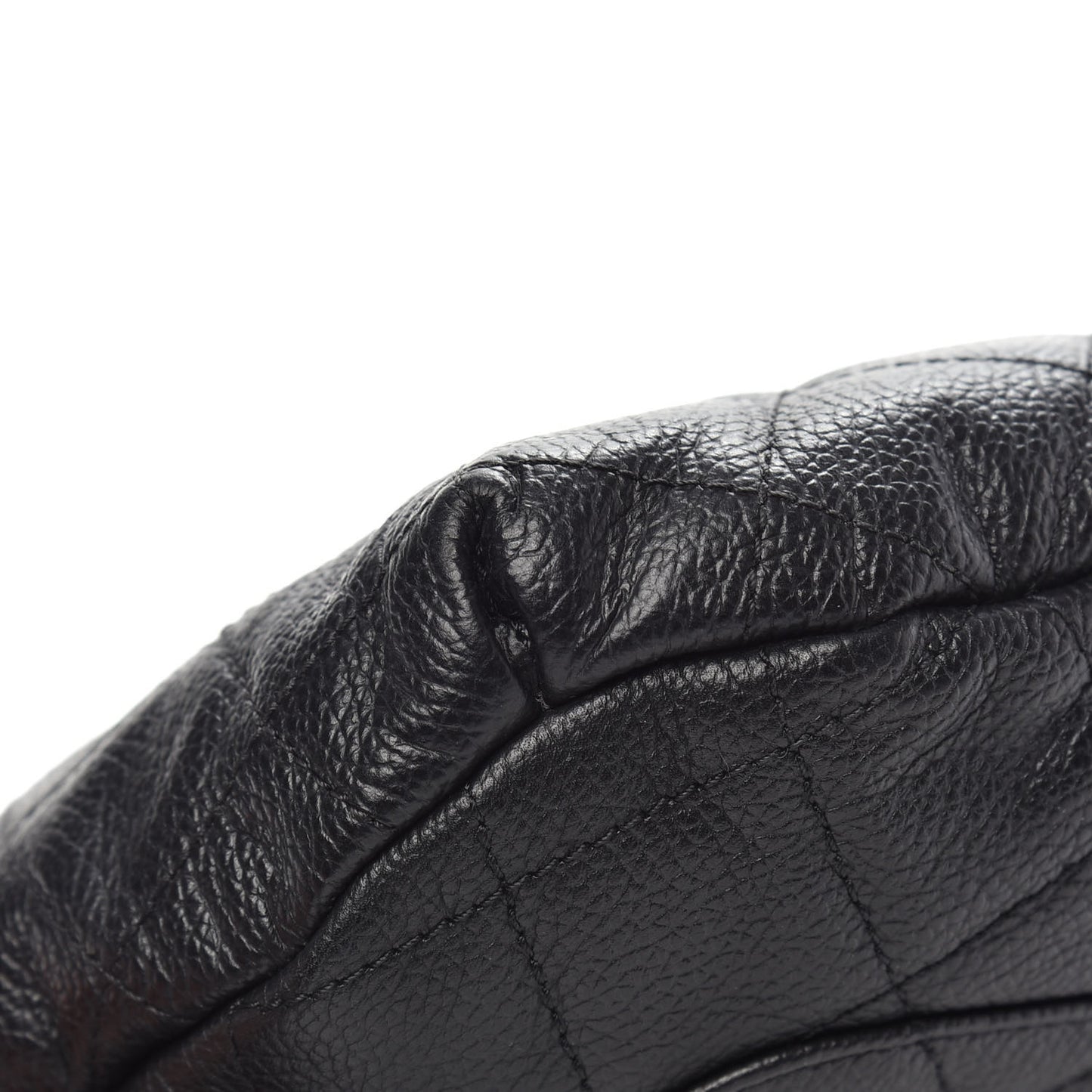 Grained Calfskin Quilted Waist Belt Bag Black