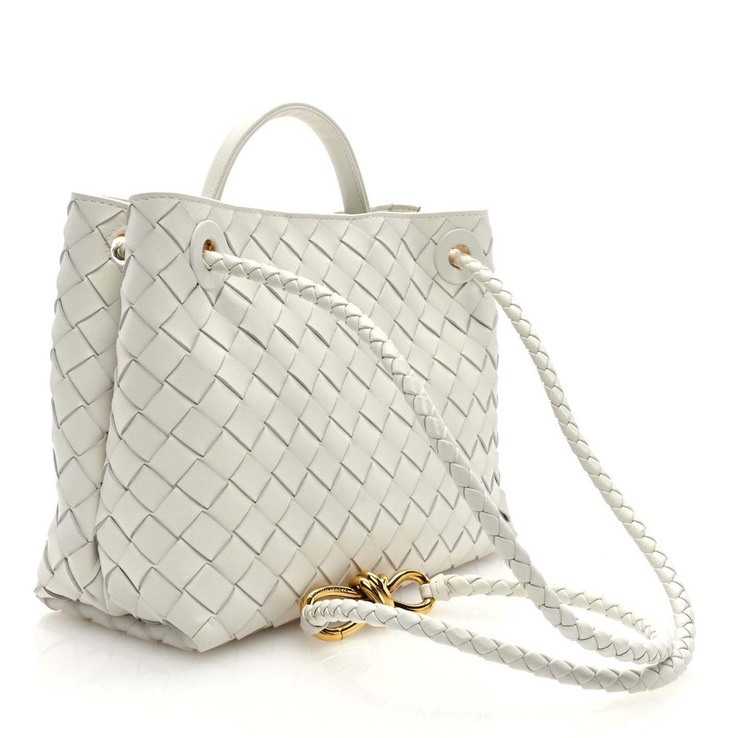 Nappa Intrecciato Small Andiamo Shoulder Bag White