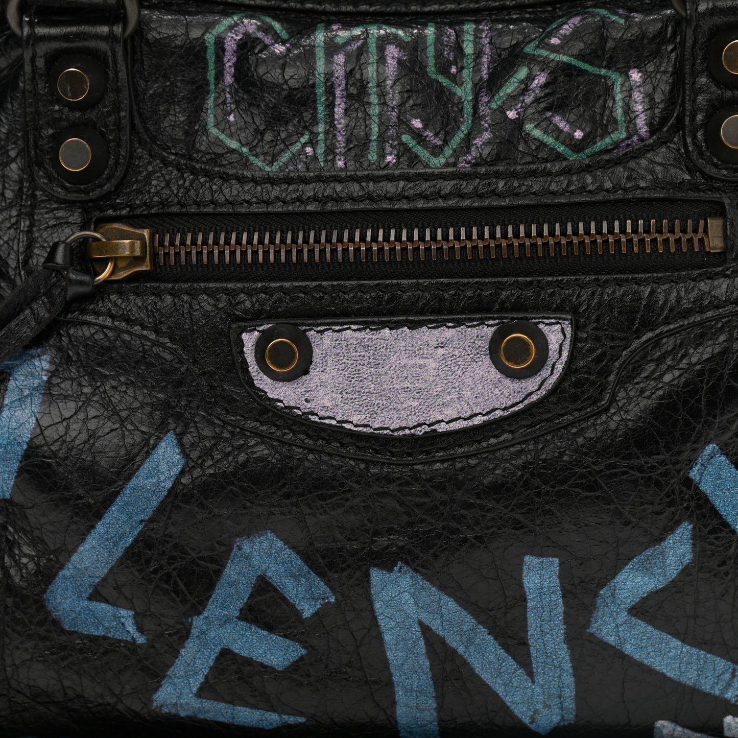 Agneau Graffiti All Over Classic Hardware S City Black Multicolor