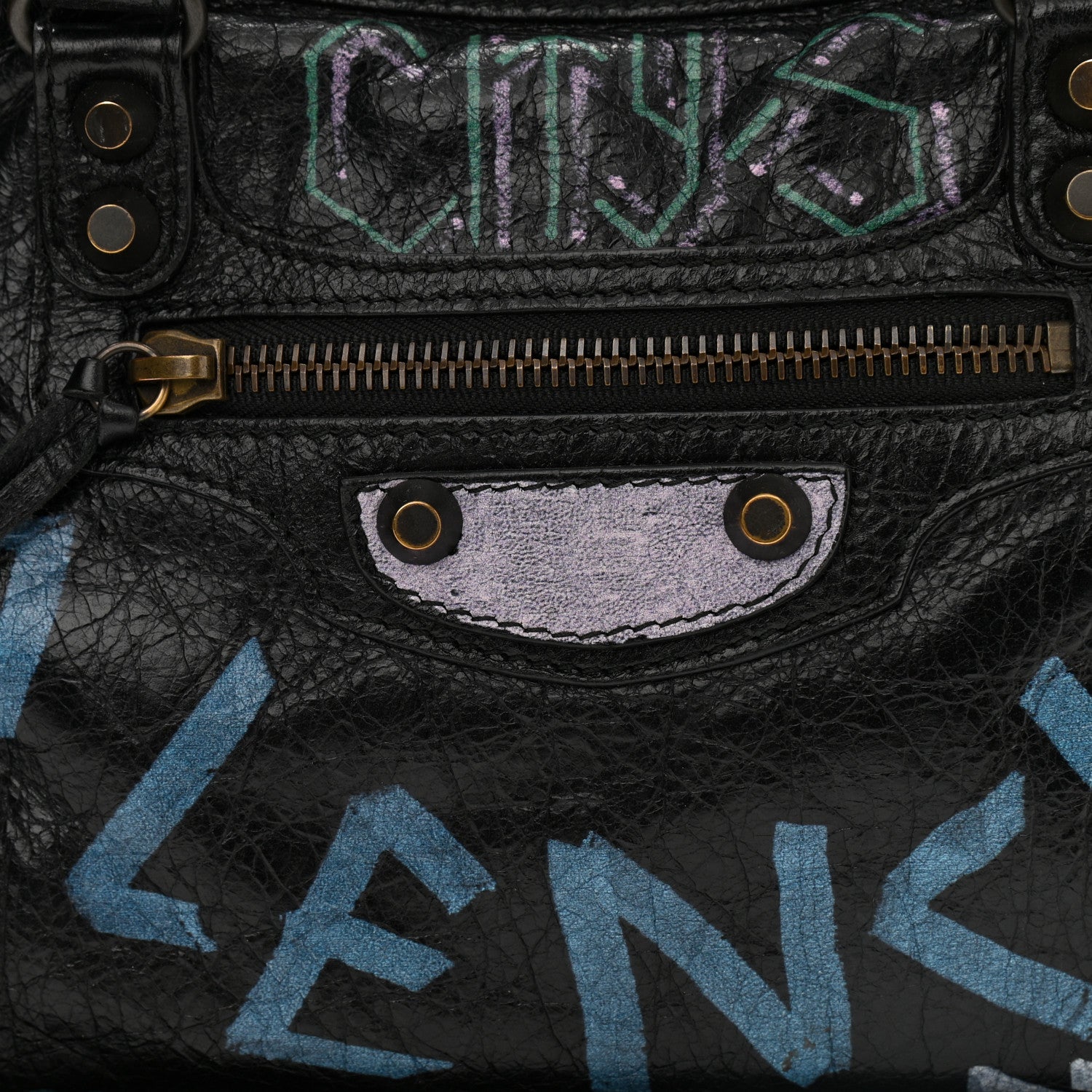 Balenciaga Agneau Graffiti All Over Classic Hardware S City Black Multicolor 8 of 10