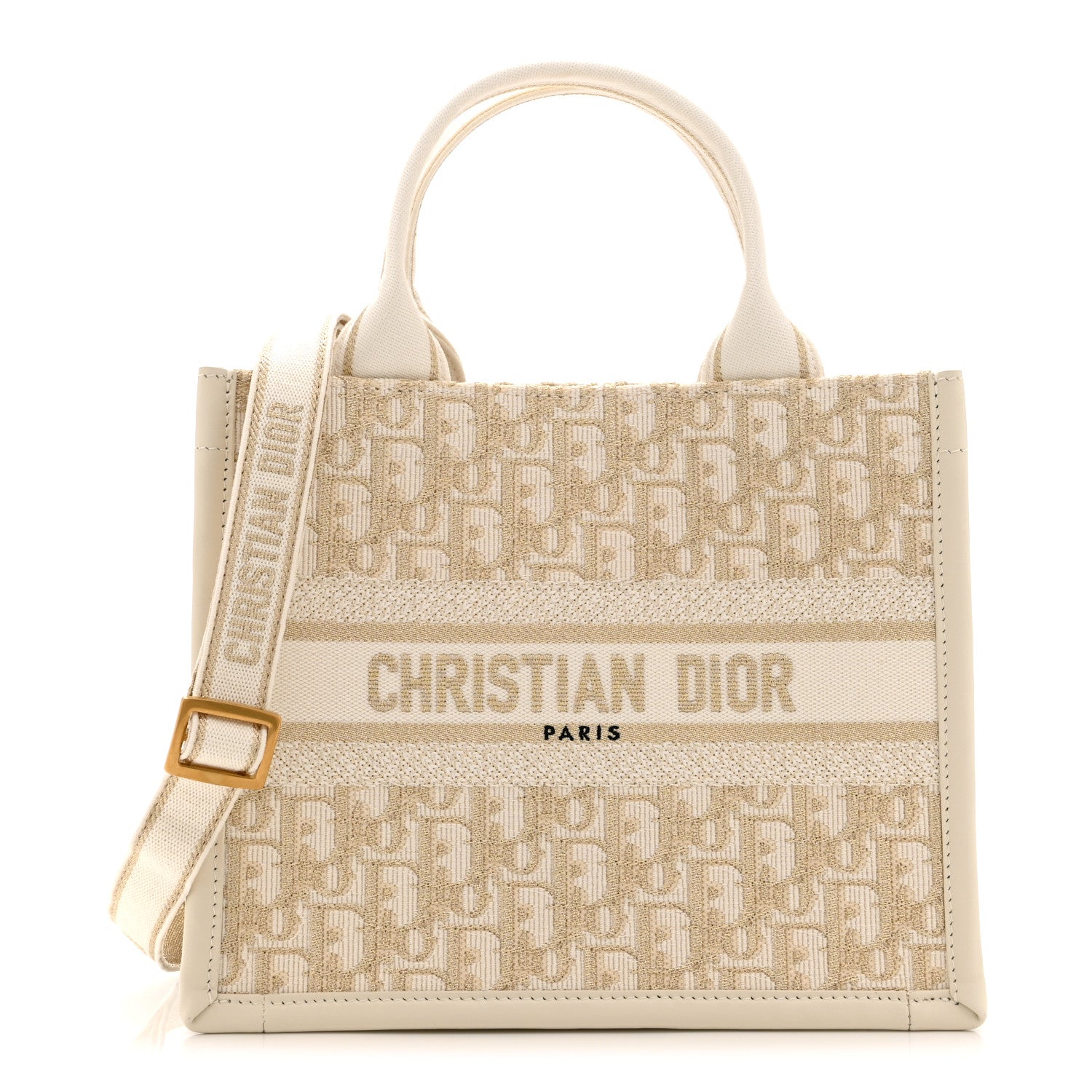 Christian Dior 3001 クリスチャンディオール ゴールド　不動品 Christian Dior Oblique Chambray Calfskin Small Book Tote With