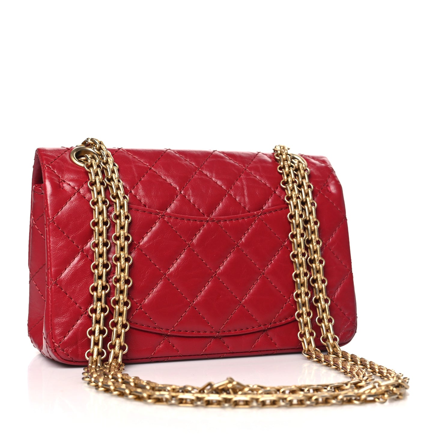 Aged Calfskin Quilted 2.55 Reissue Mini Flap Red