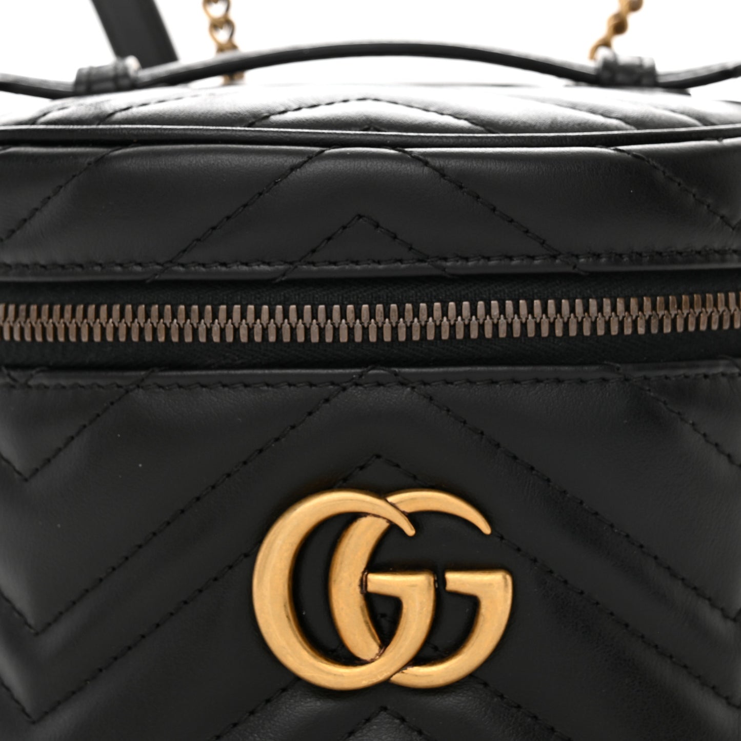 Calfskin Matelasse Mini GG Marmont Round Backpack Black