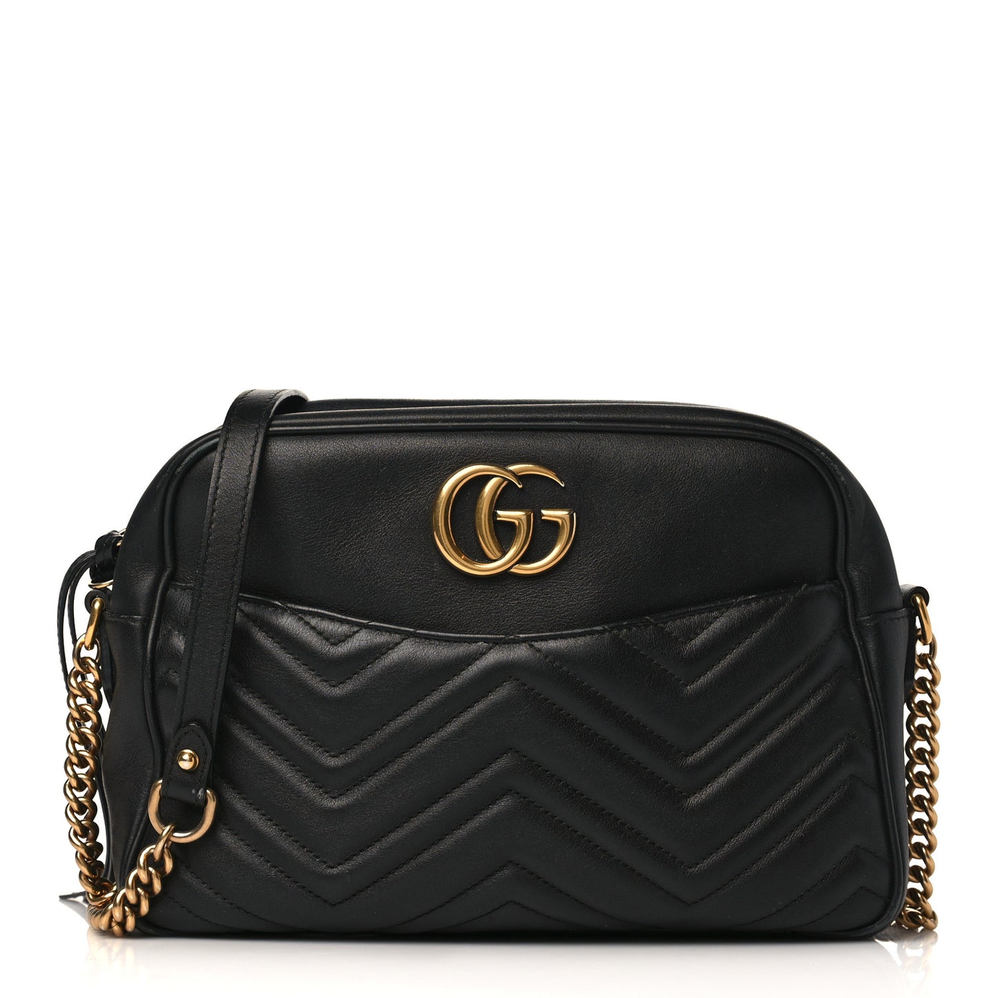 Calfskin Matelasse Medium GG Marmont Chain Shoulder Bag Black