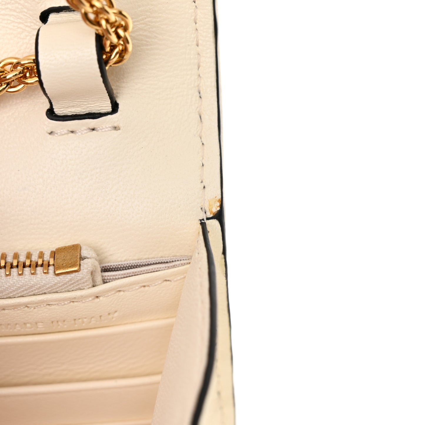 Nappa Roman Stud Wallet on Chain Ivory