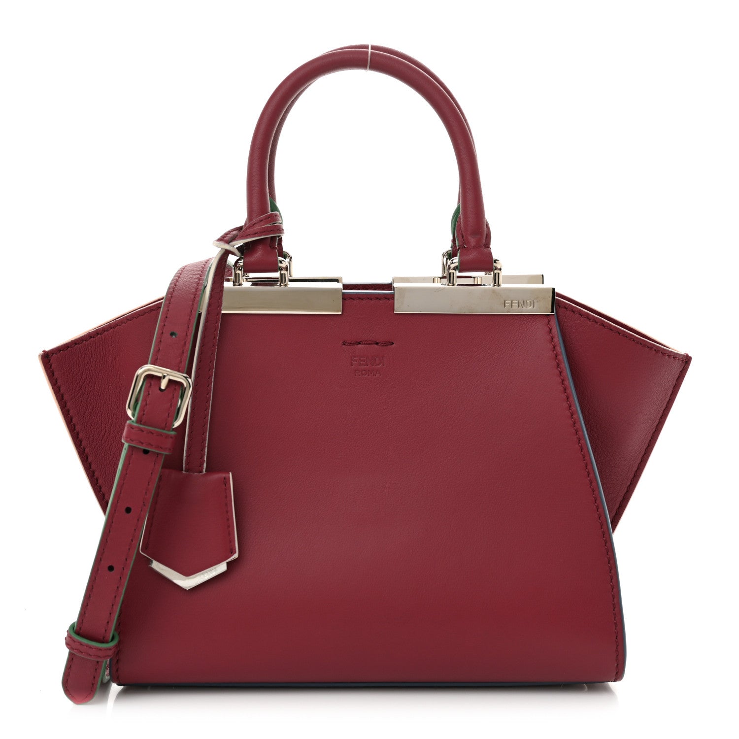 Fendi Vitello Dolce Mini 3jours Tote Black Cherry 1688153