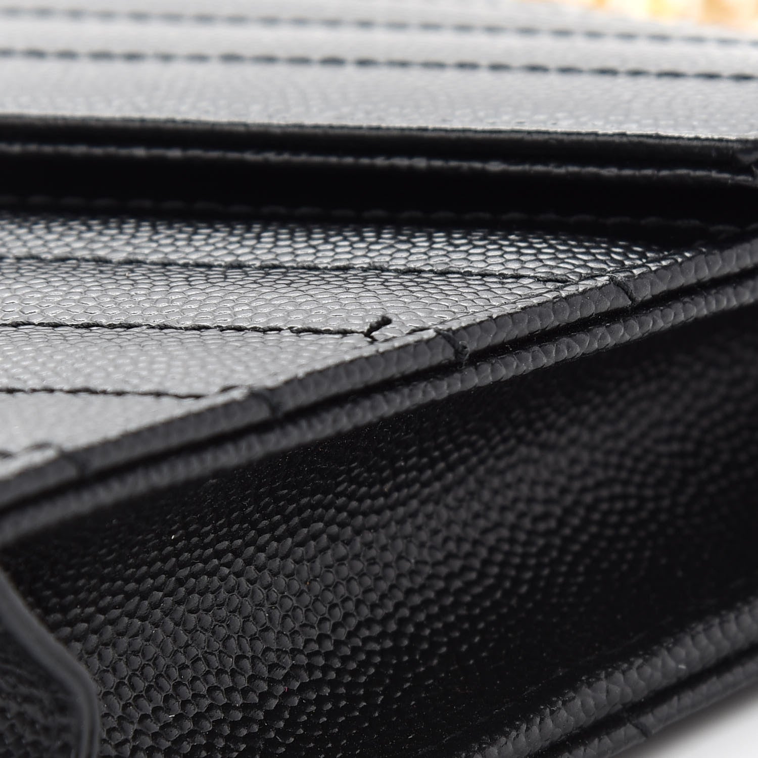 Saint Laurent Grain De Poudre Matelasse Chevron Monogram Envelope Chain Wallet Black 8 of 10