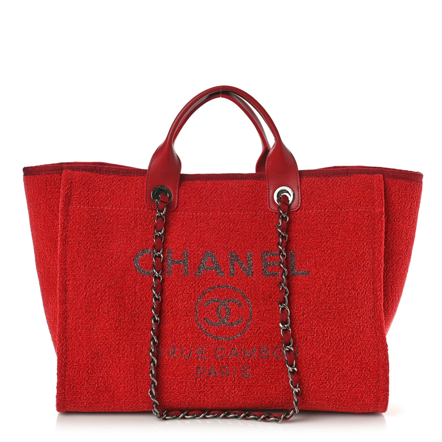 Lurex Boucle Medium Deauville Tote Red