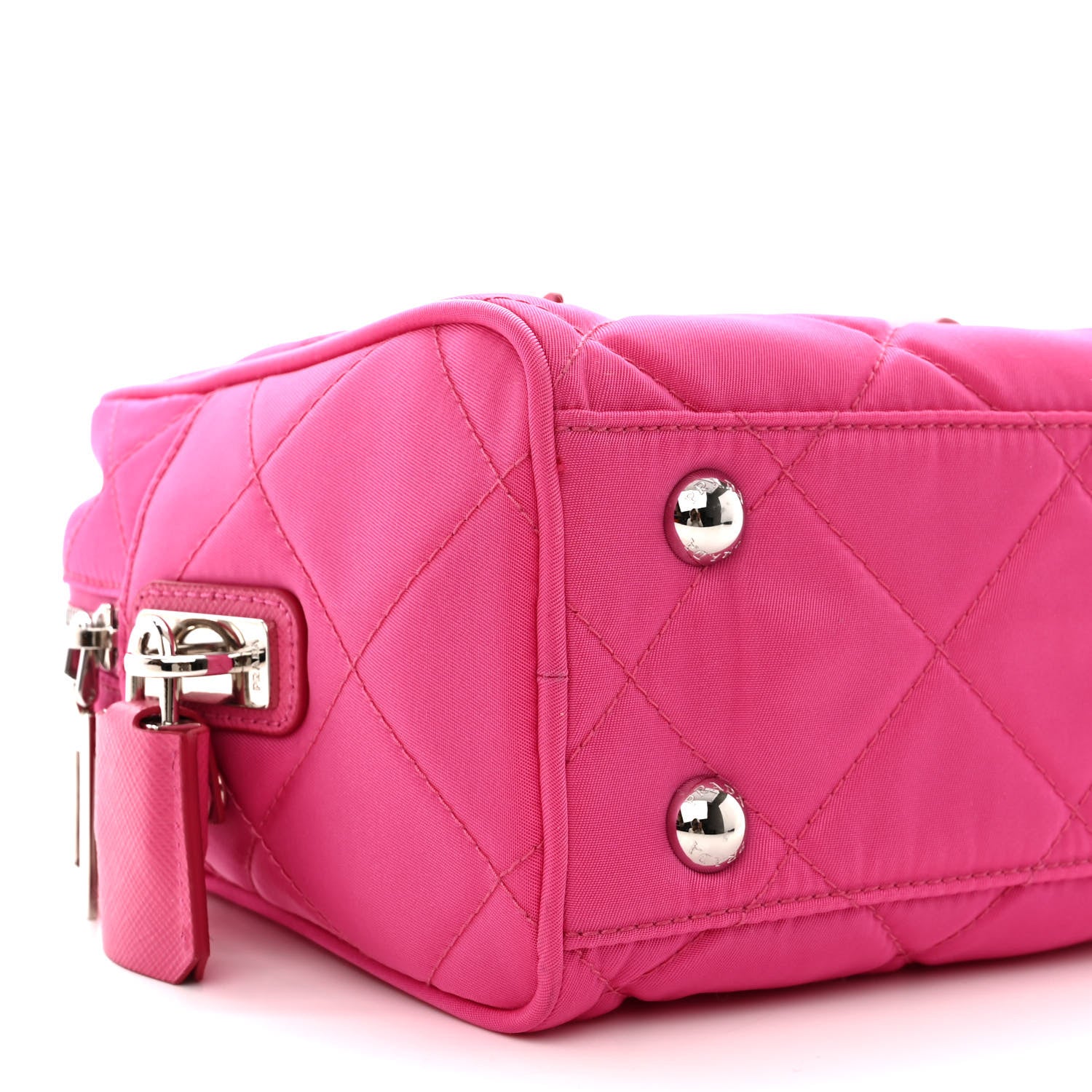 Prada Nylon Tessuto Impuntu Quilted Chain Shoulder Bag Fuxia 10 of 11