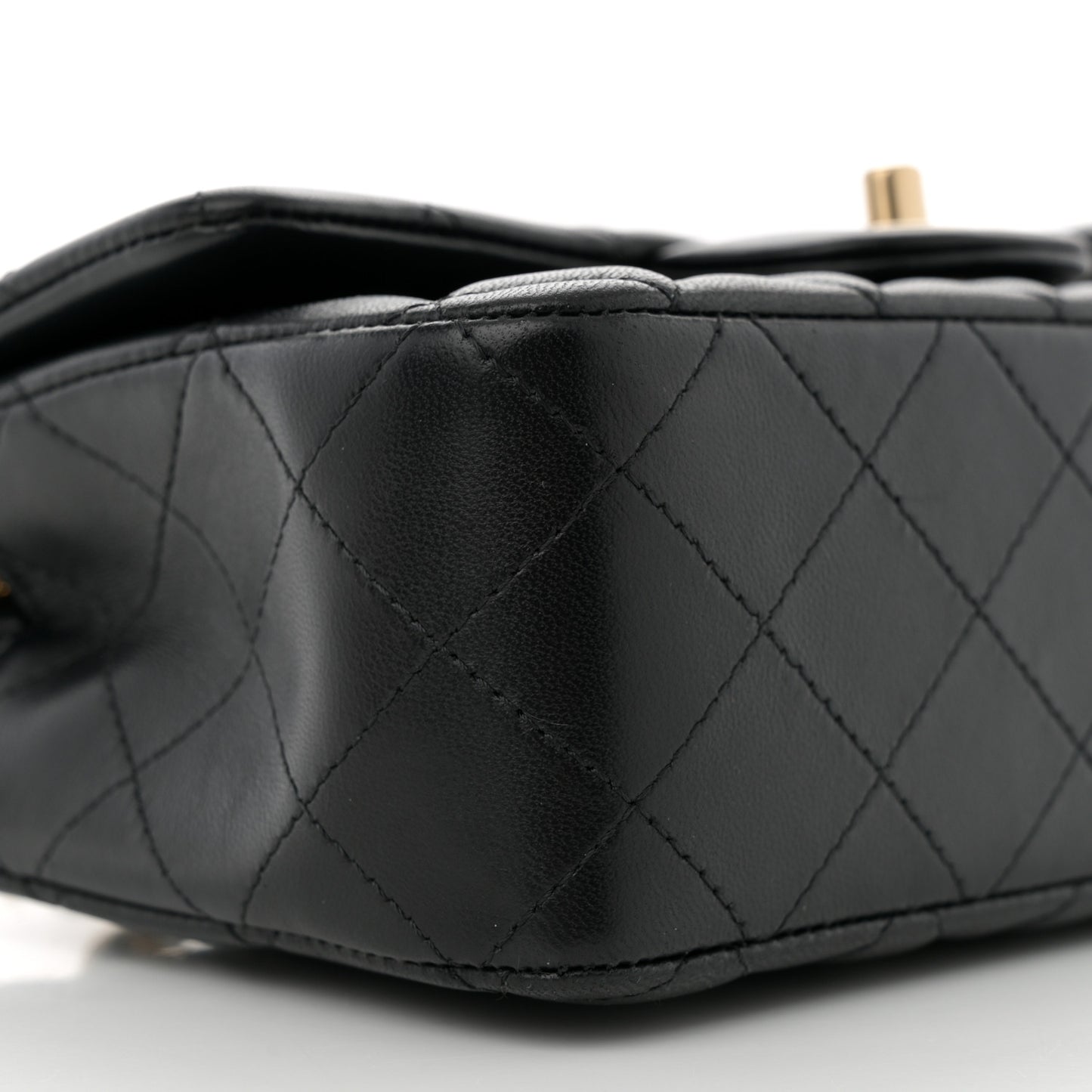 Lambskin Quilted Mini Rectangular Flap Black