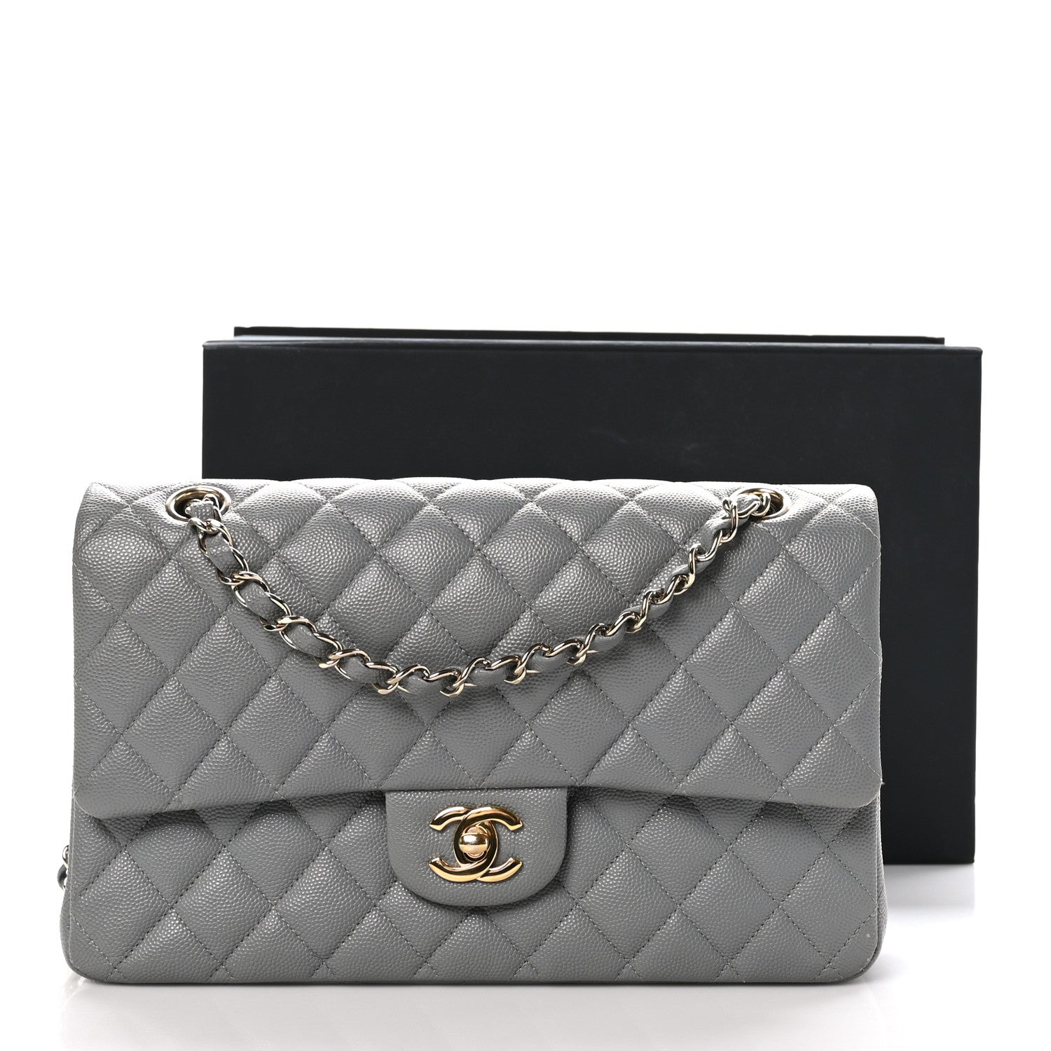 Chanel Caviar Quilted Medium Double Flap Grey 12 of 12