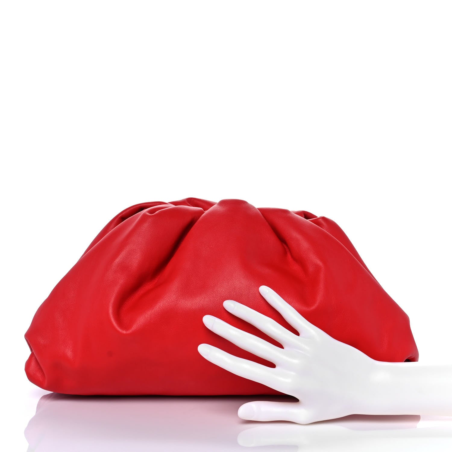 Bottega Veneta Smooth Butter Calf The Pouch Oversized Clutch Bright Red 2 of 9