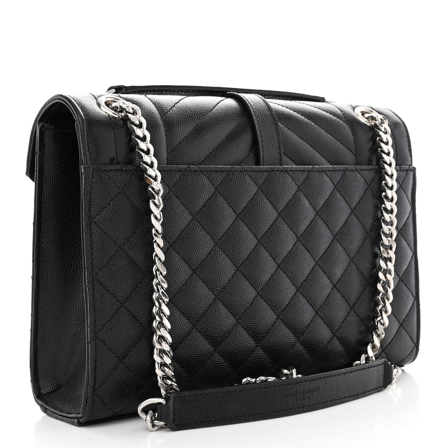 Grain De Poudre Textured Mixed Matelasse Triquilt Medium Monogram Satchel Black