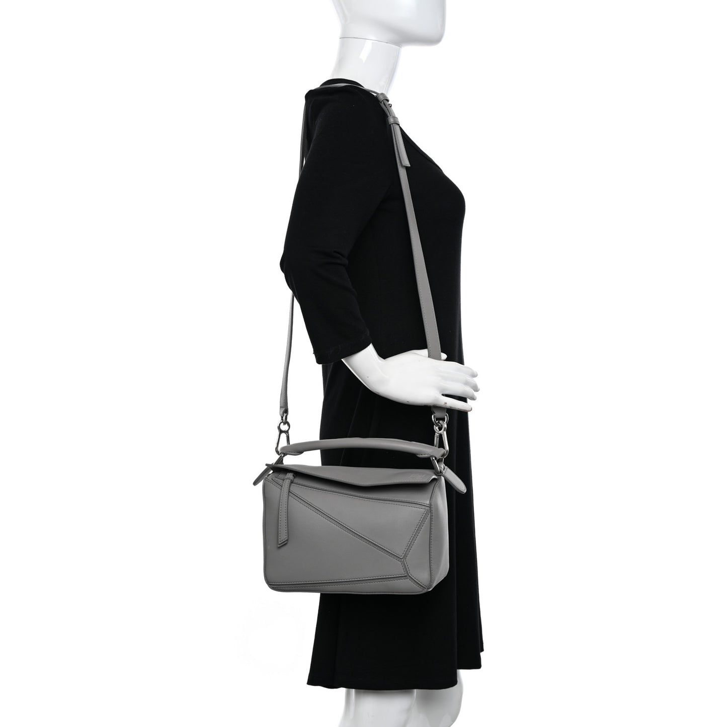 Calfskin Small Puzzle Bag Pearl Grey