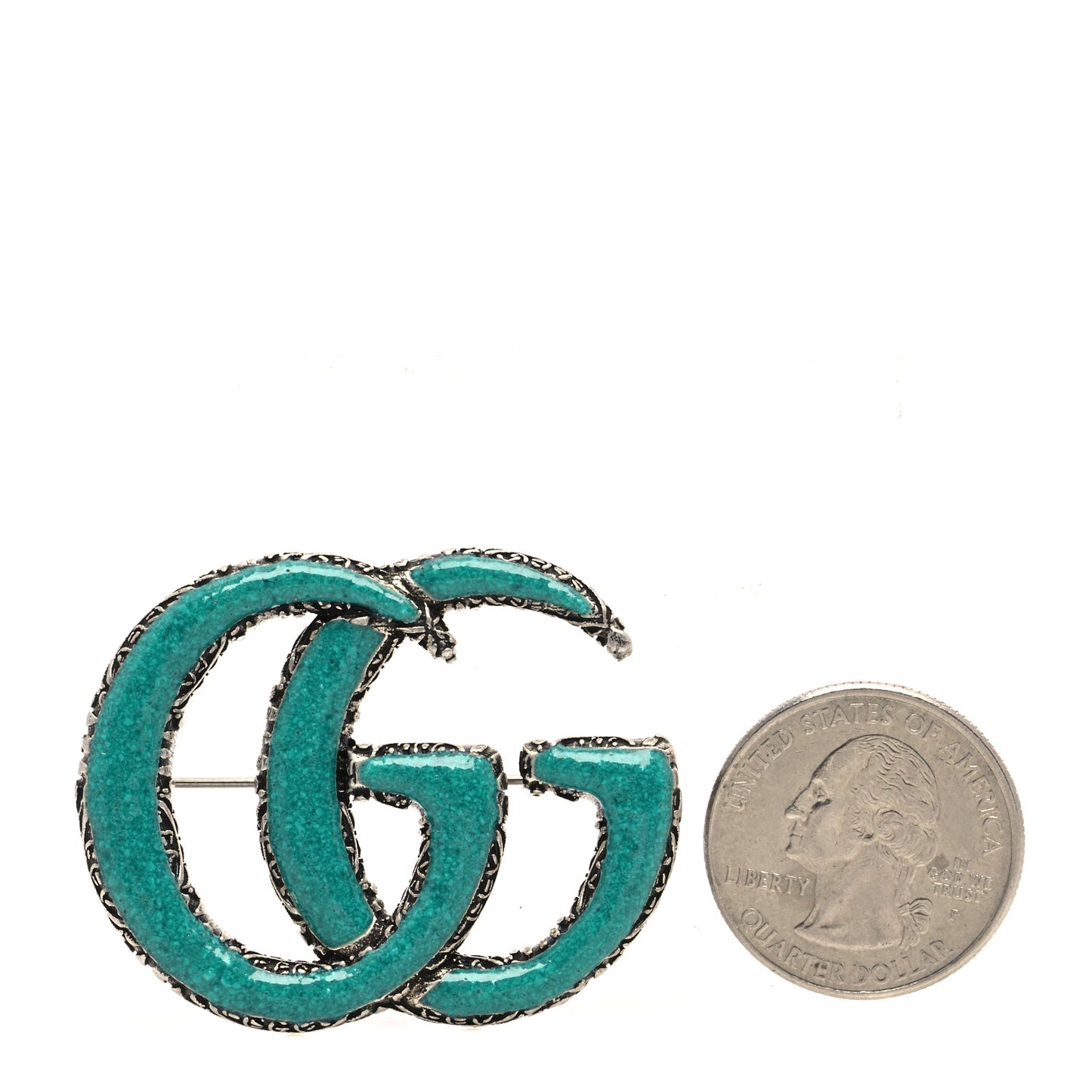 Sterling Silver Enamel GG Brooch Turquoise