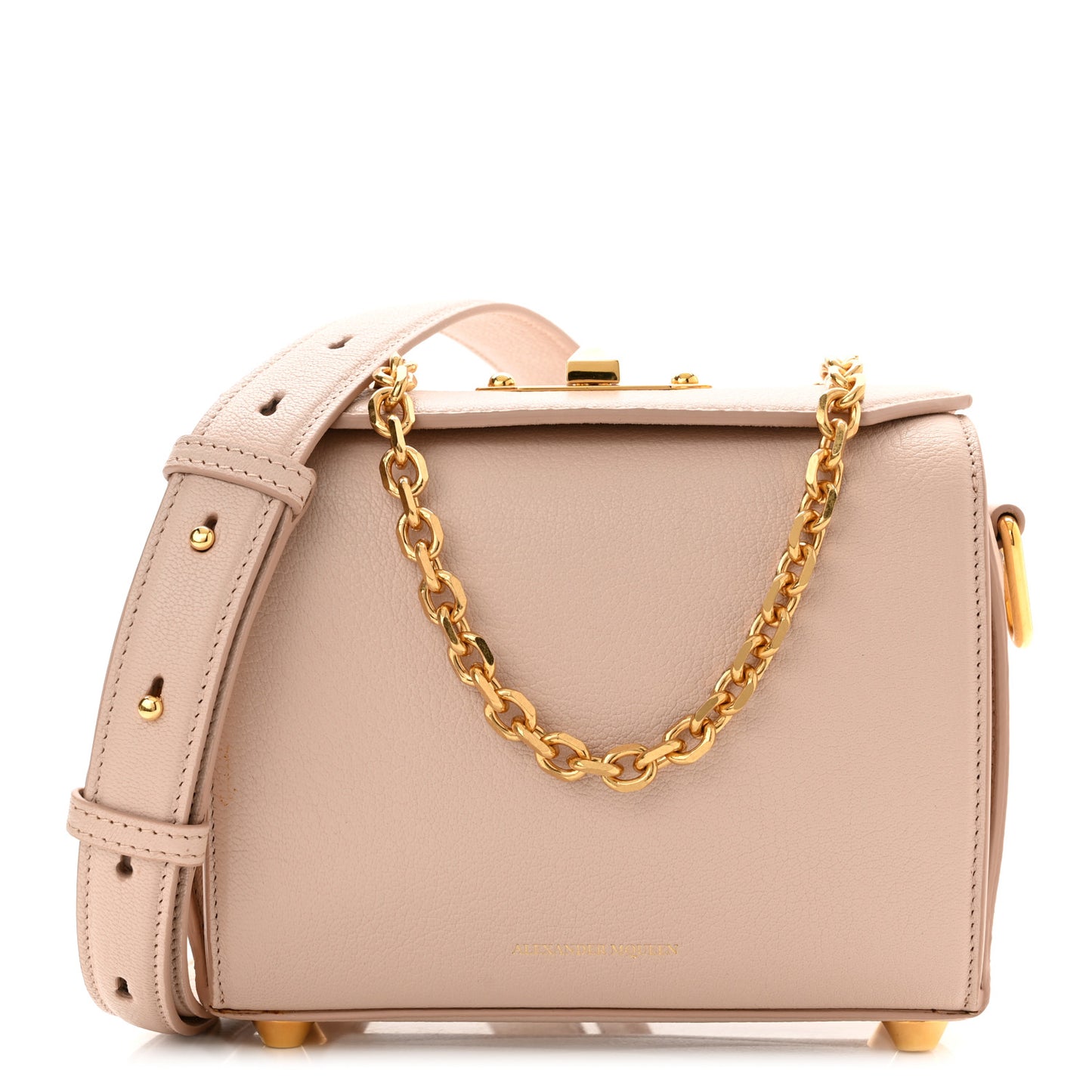 Fine Grain Goatskin Box Shoulder Bag 19 Nude