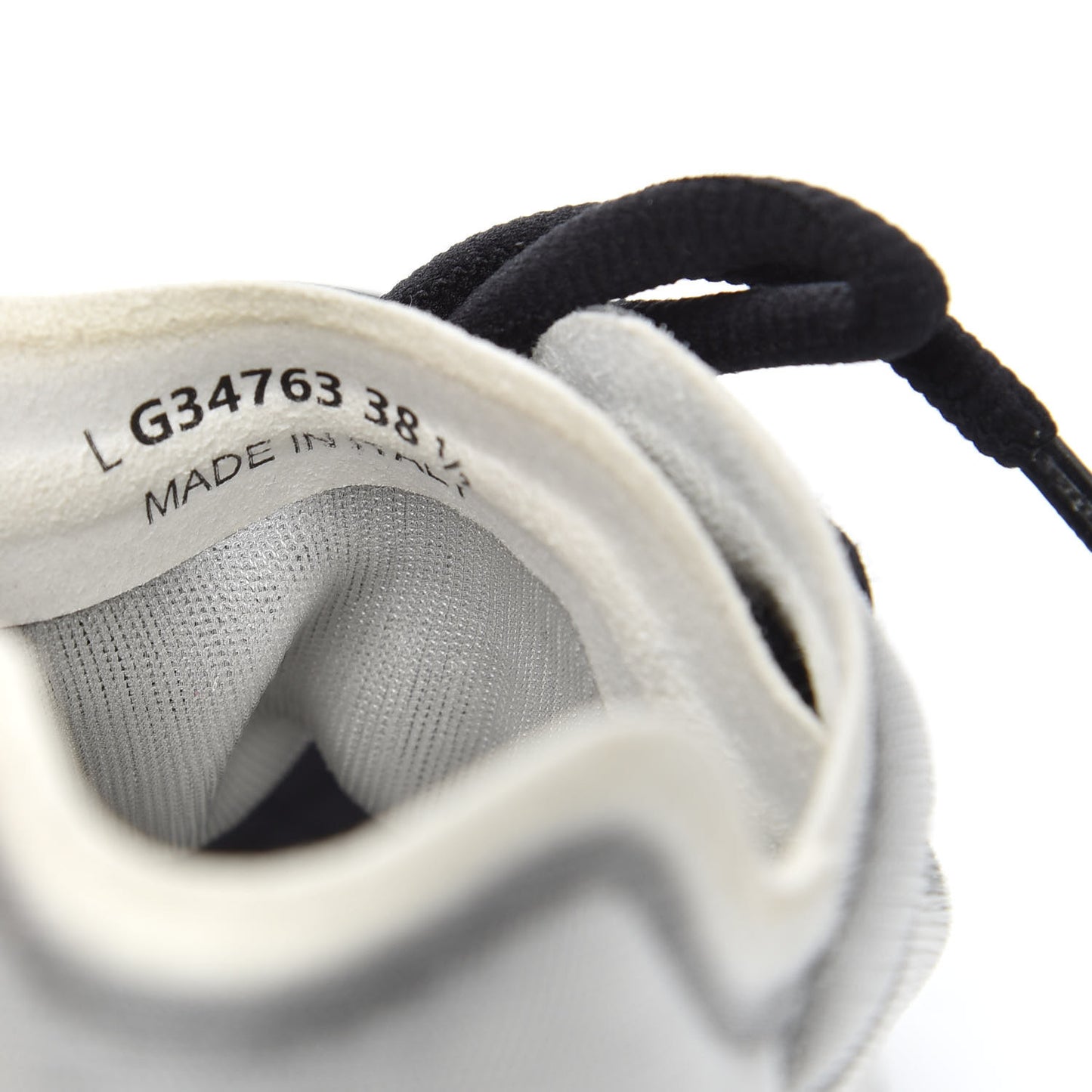 Calfskin Mesh Lycra Womens Logo Sneakers 38.5 White Black