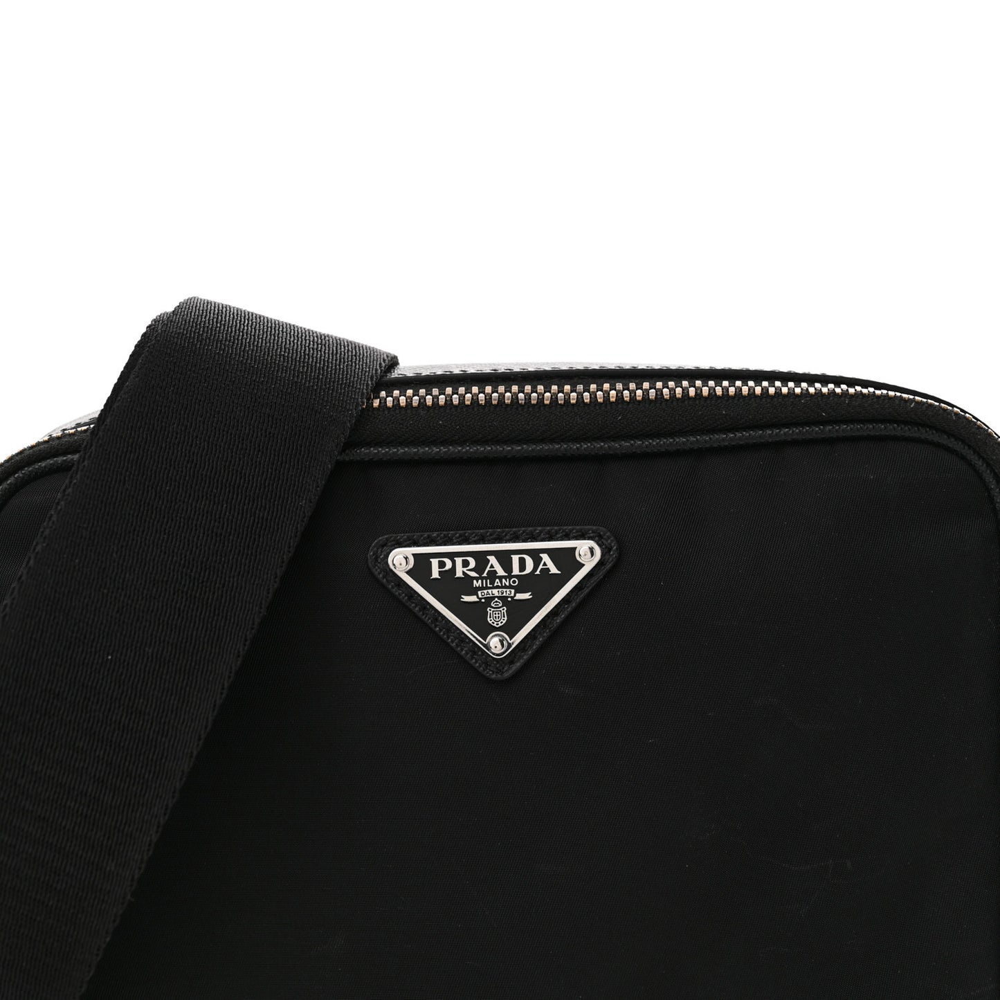 Re-Nylon Saffiano Travel Brique Crossbody Bag Black