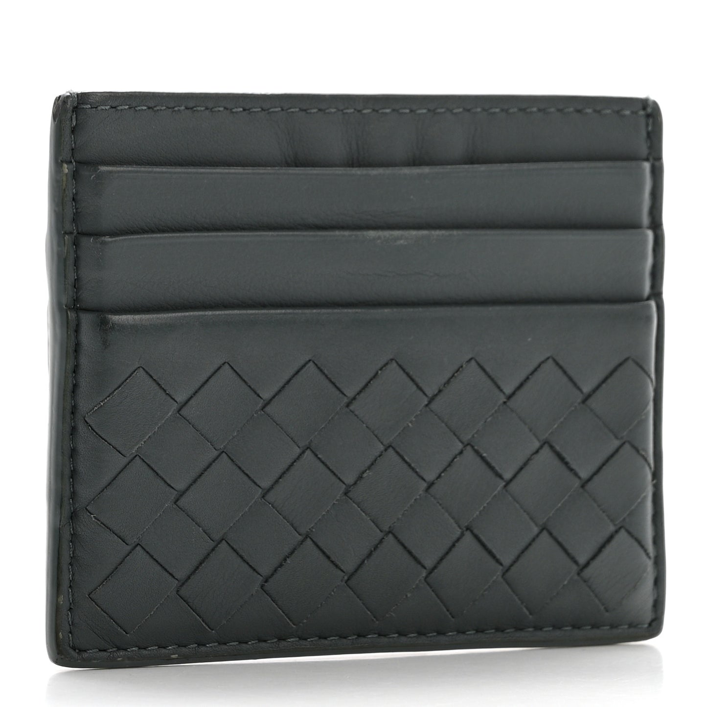 Nappa Intrecciato Card Holder Ardoise