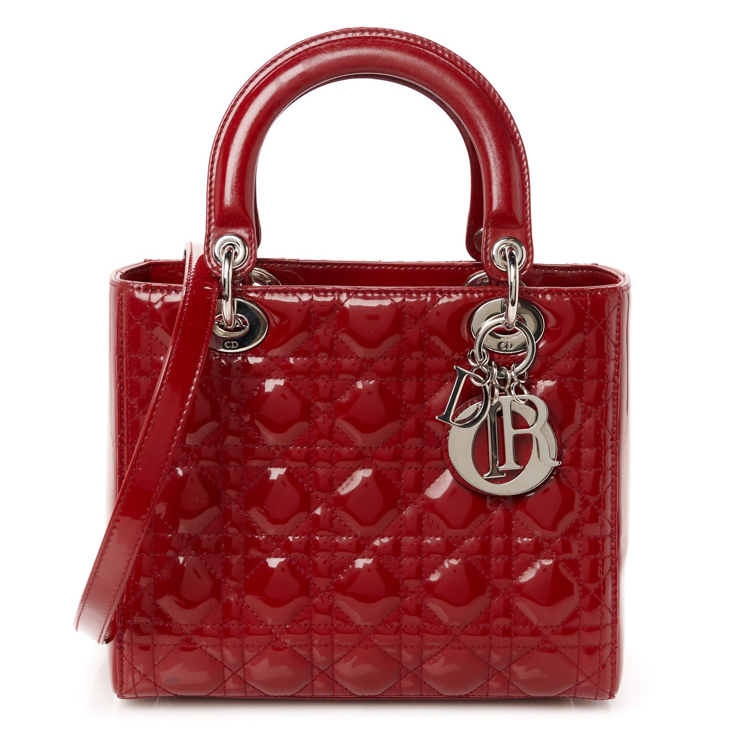 Patent Cannage Medium Lady Dior Red