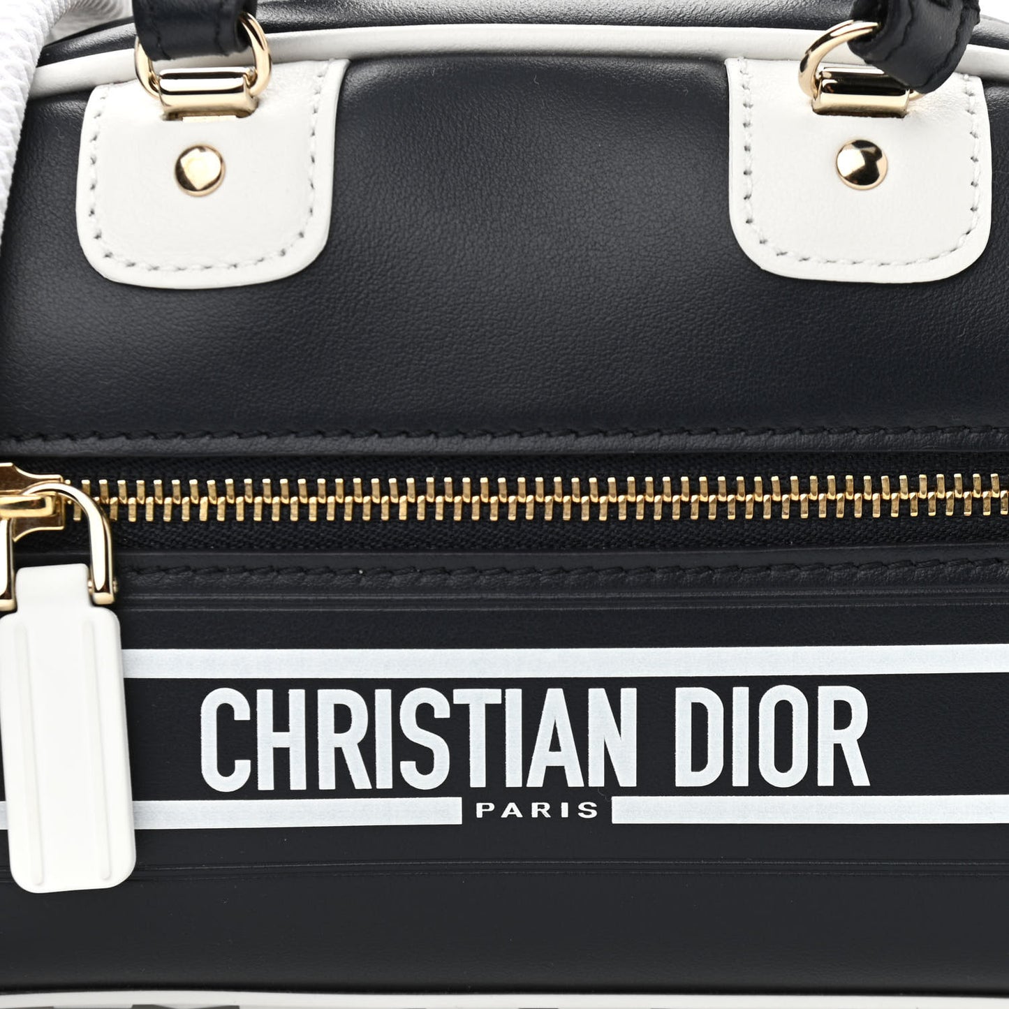 Calfskin Micro Dior Vibe Zip Bowling Bag Blue White