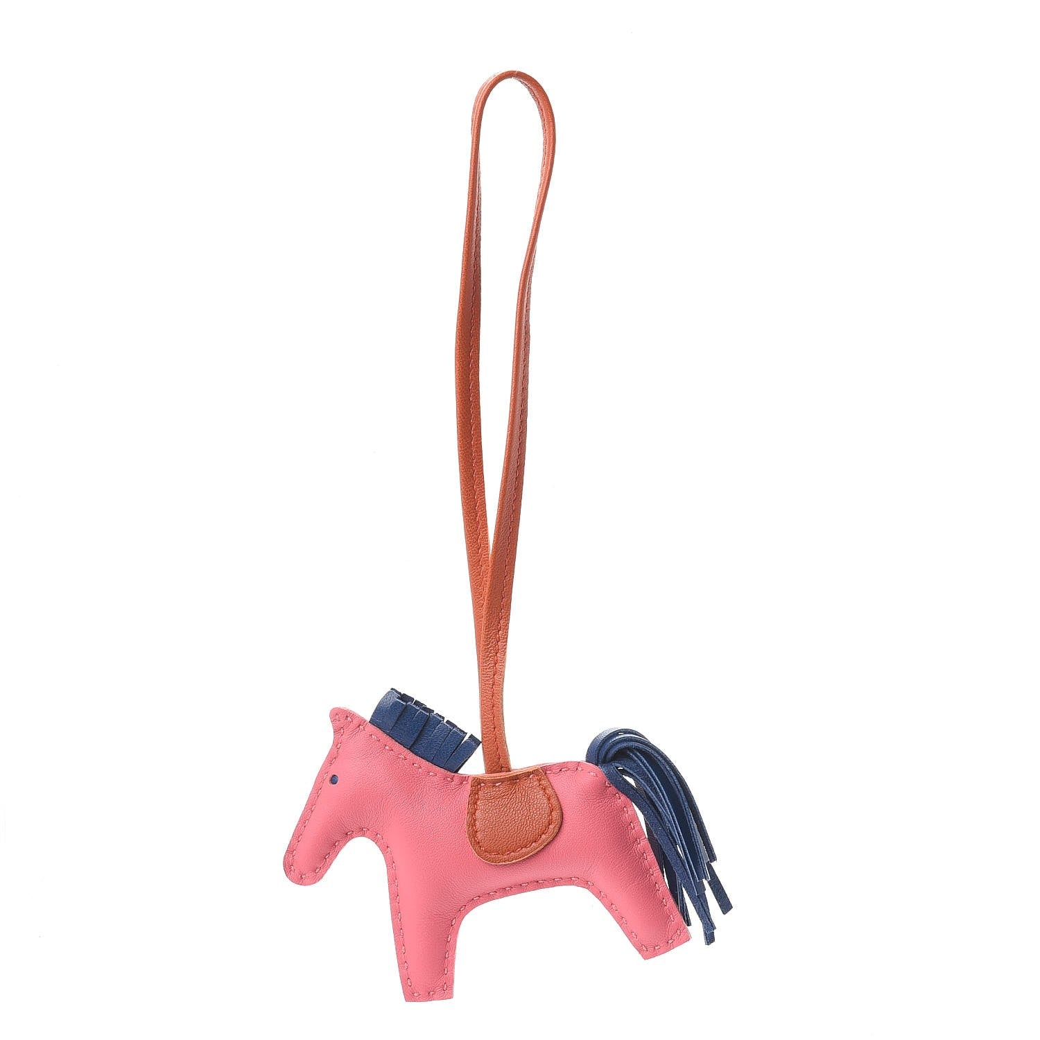 Breloque HERMÈS Rodéo PM Neuve En Boîte, Cuir Bleu Malte