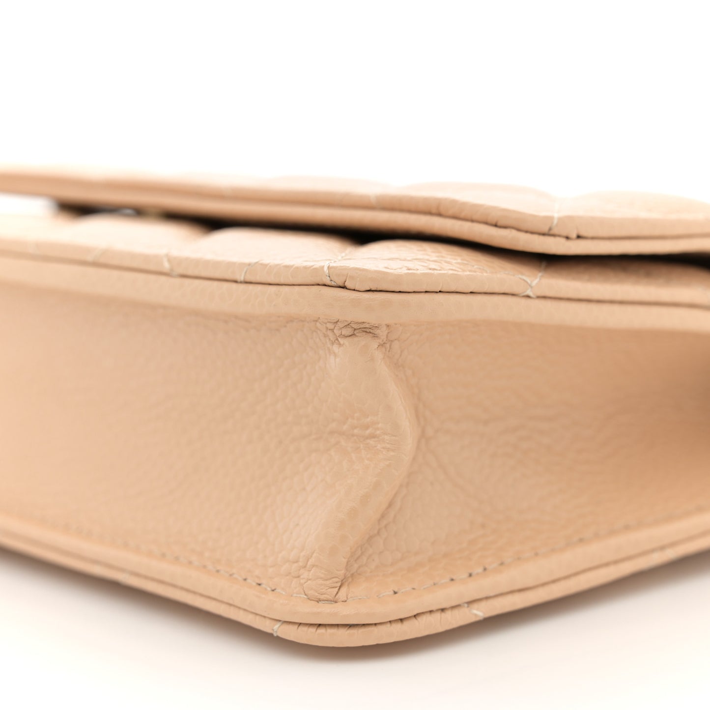 Caviar Quilted Wallet on Chain WOC Beige