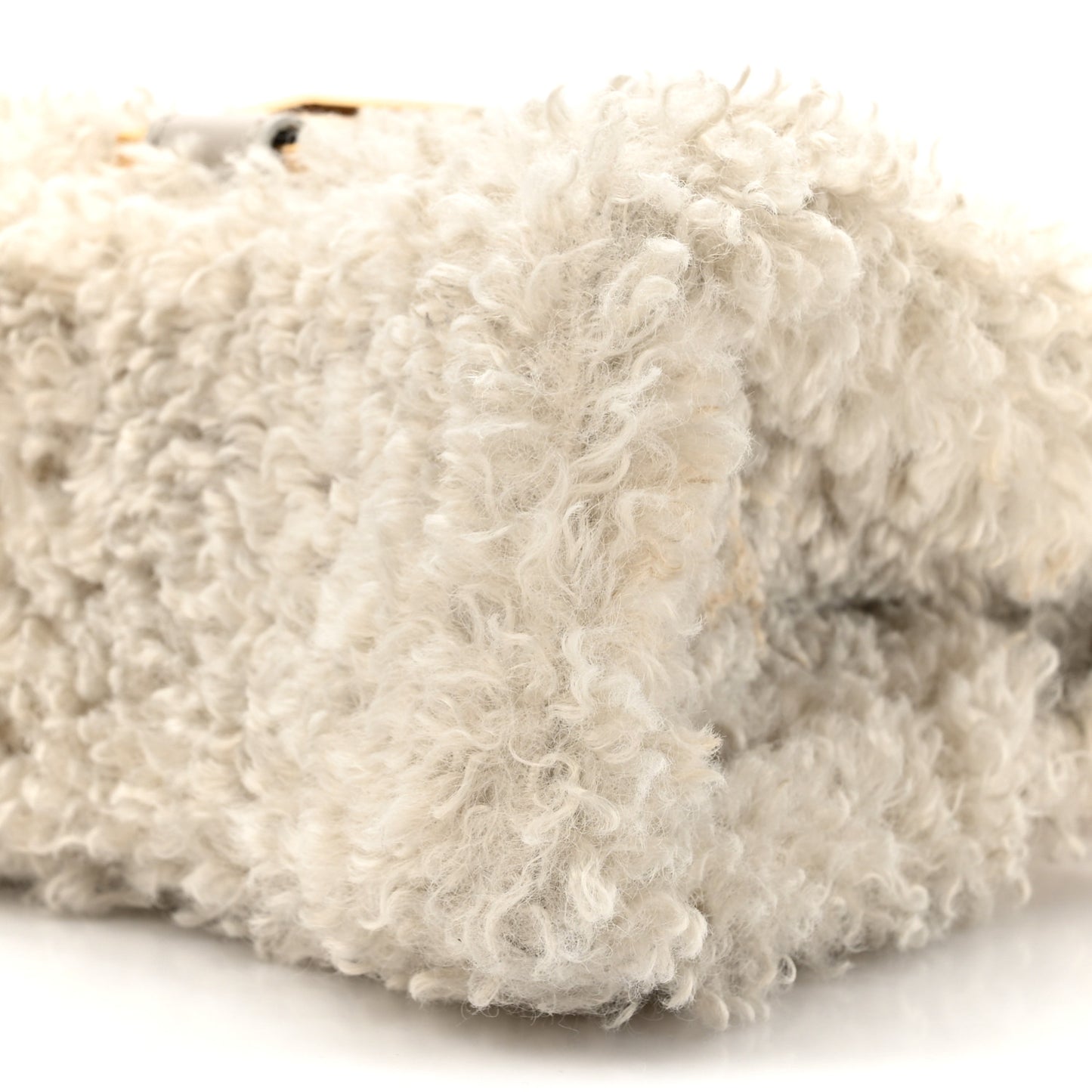 Faux Fur Fluffy Hourglass XS Top Handle Bag Beige