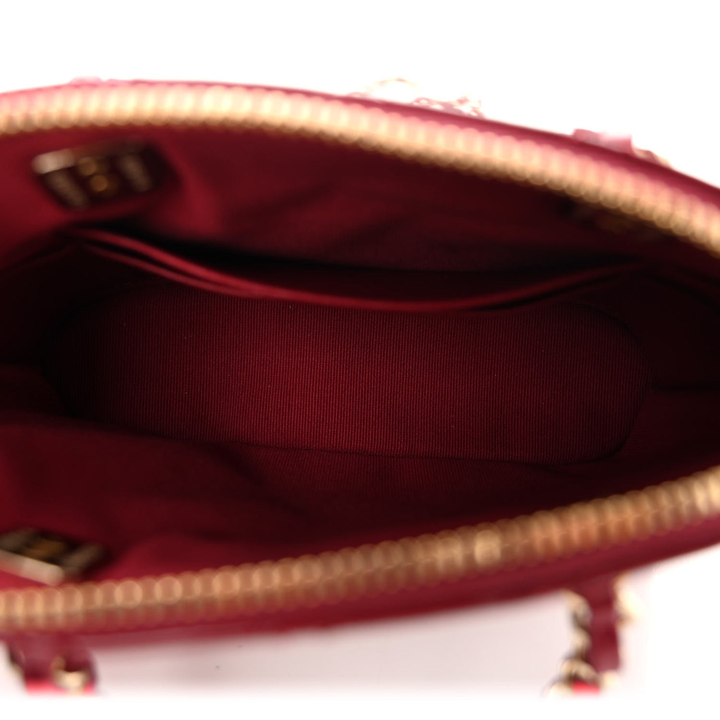 Patent Calfskin Quilted Shiny Coco Clutch With Chain Red