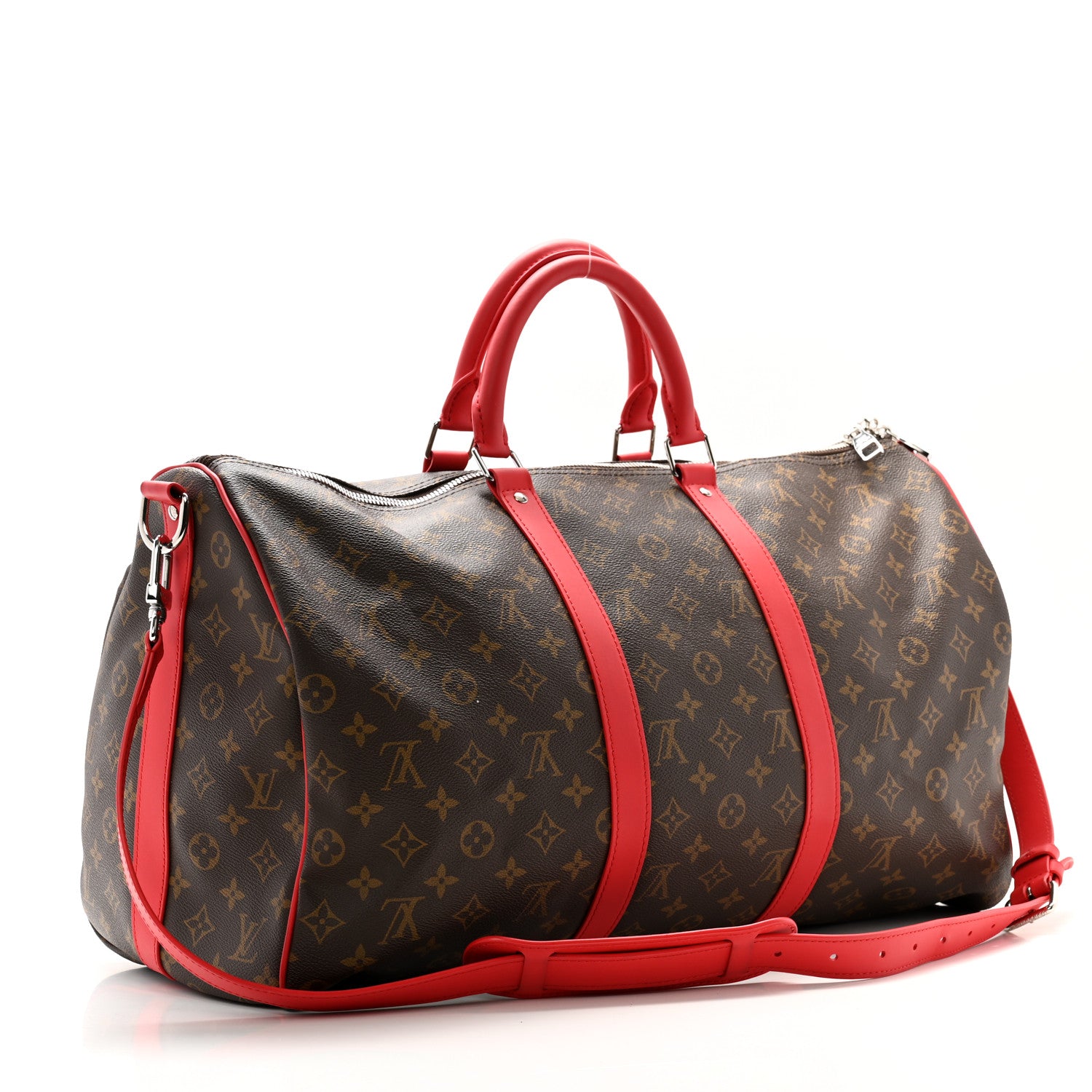 Louis Vuitton Calfskin Monogram Keepall Bandouliere 50 Coquelicot 2 of 11