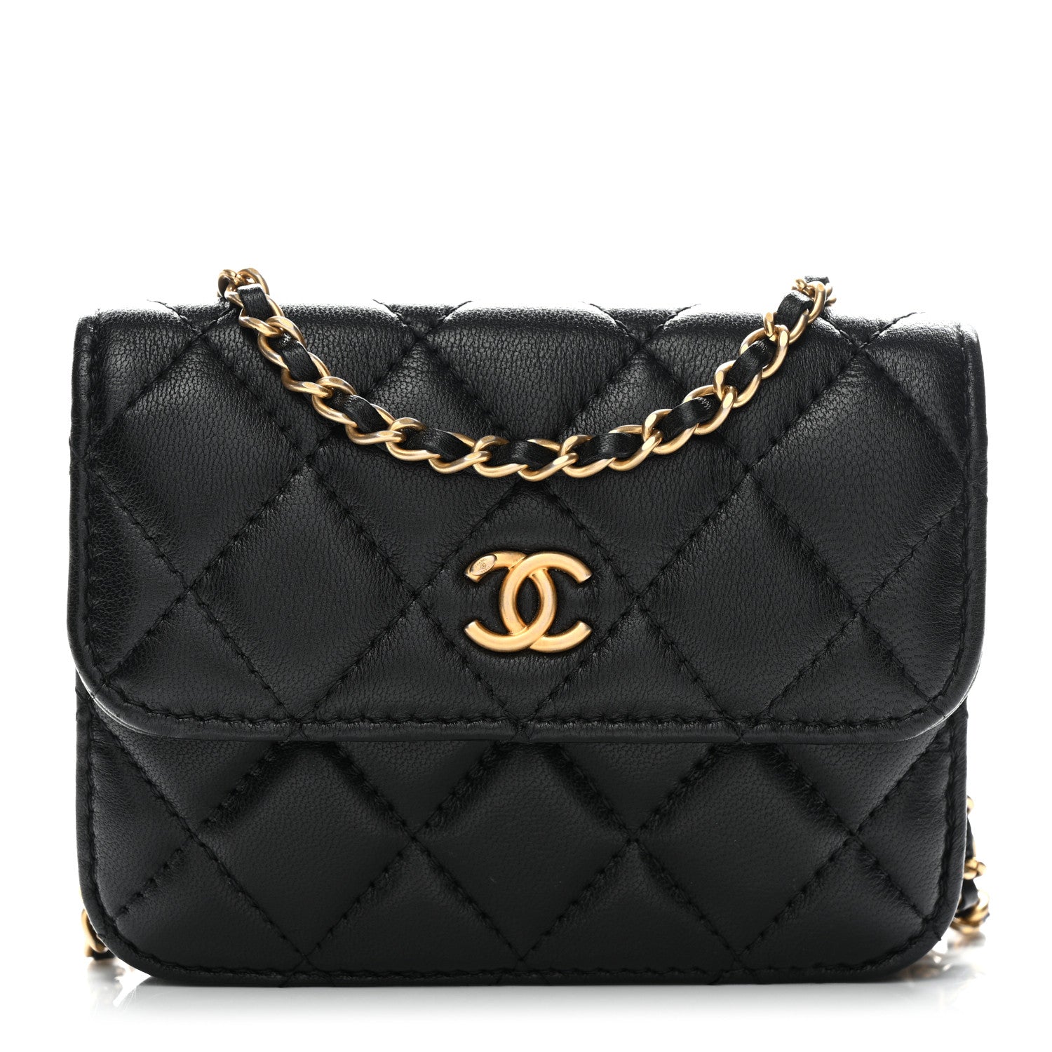Chanel Lambskin Quilted Pearl Crush Flap With Chain Black 1 of 11