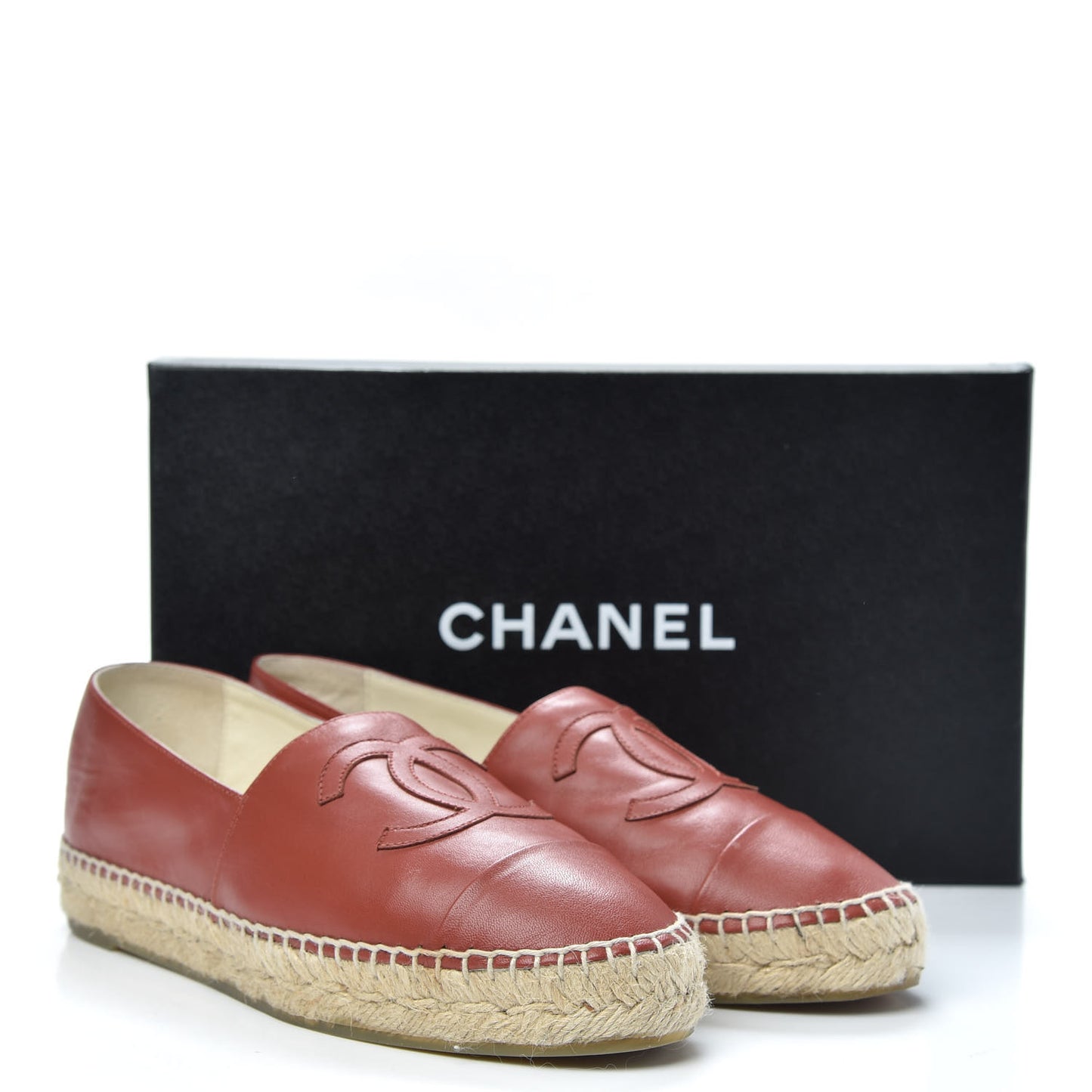 Lambskin CC Espadrilles 38 Brown